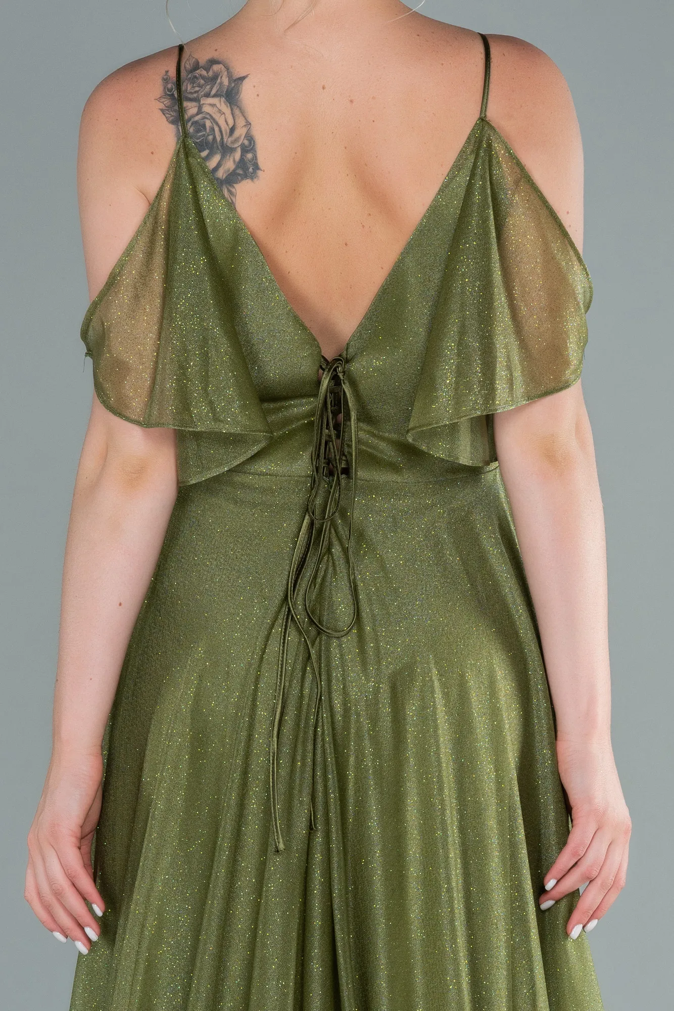 Oil Green-Long Evening Dress ABU2484