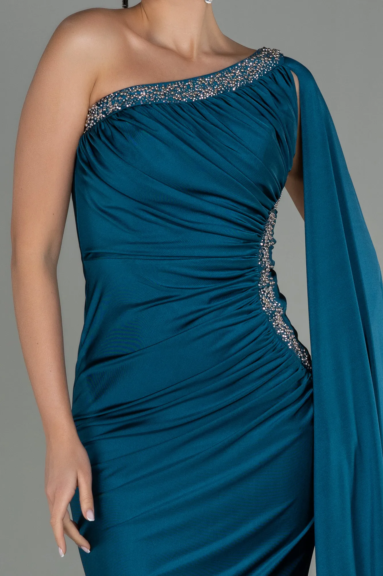 Oil Green-Long Evening Dress ABU2663