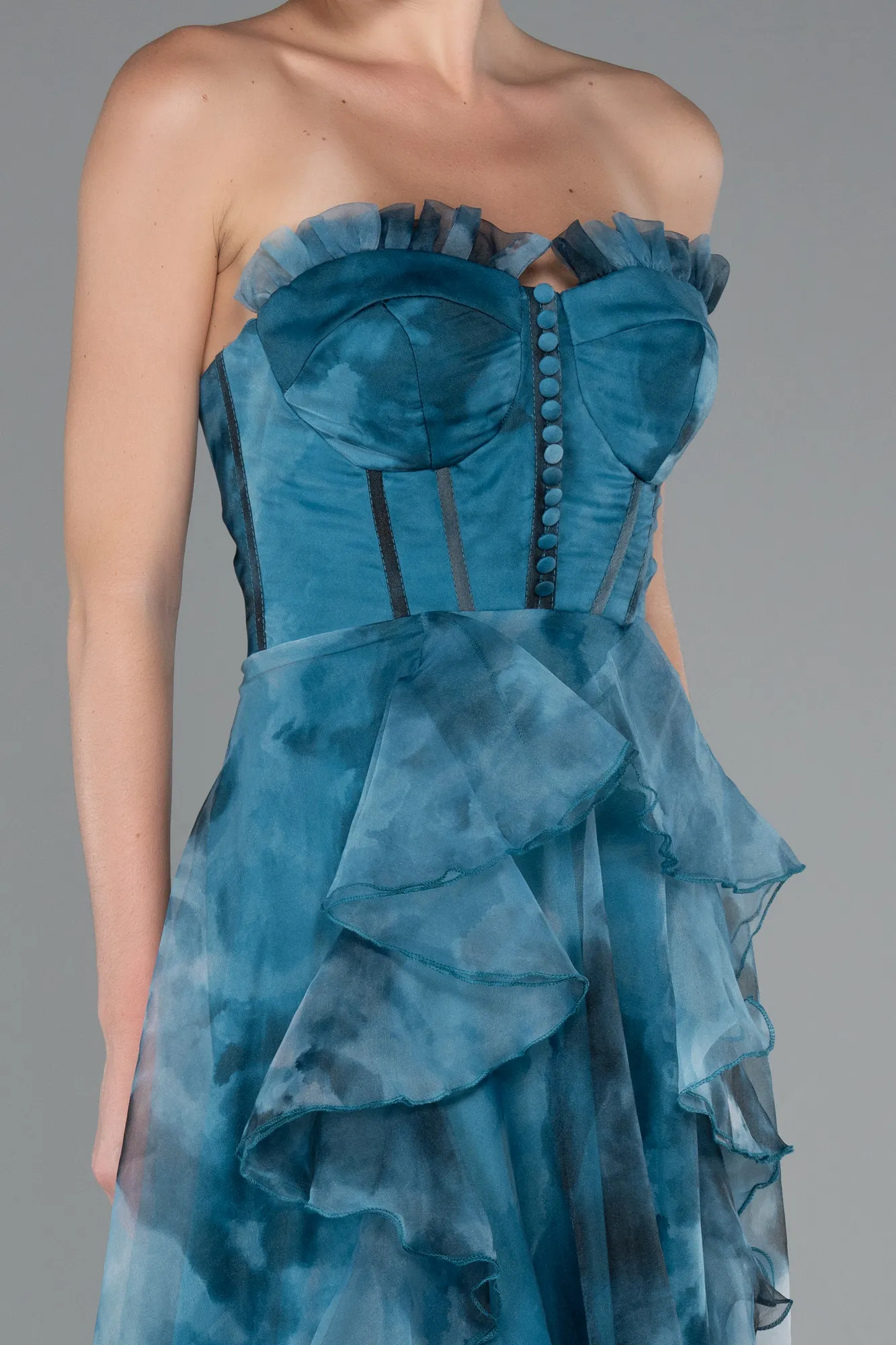 Oil Green-Long Evening Dress ABU3360