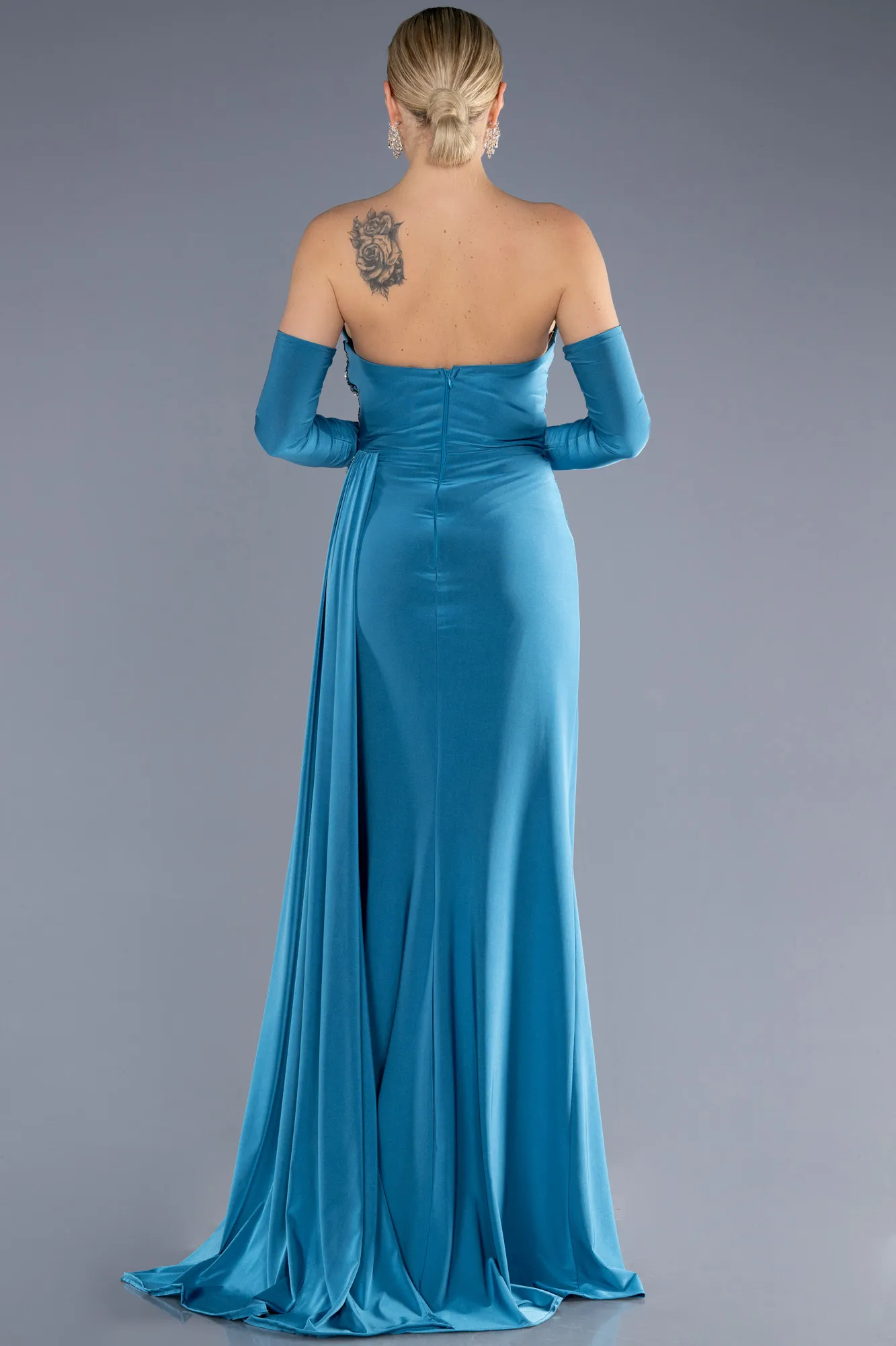 Oil Green-Long Evening Dress ABU3679