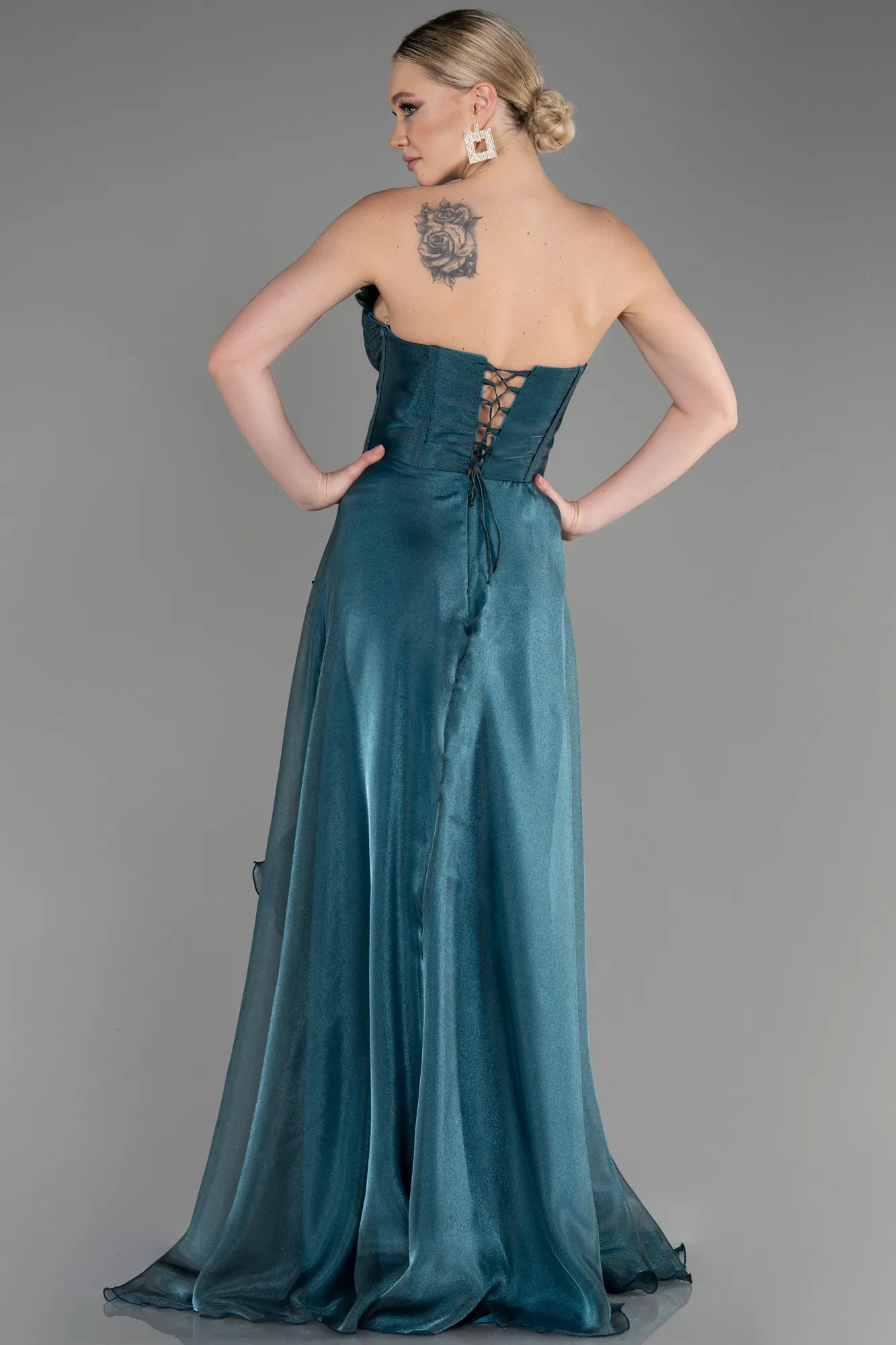 Oil Green-Long Evening Dress ABU3720