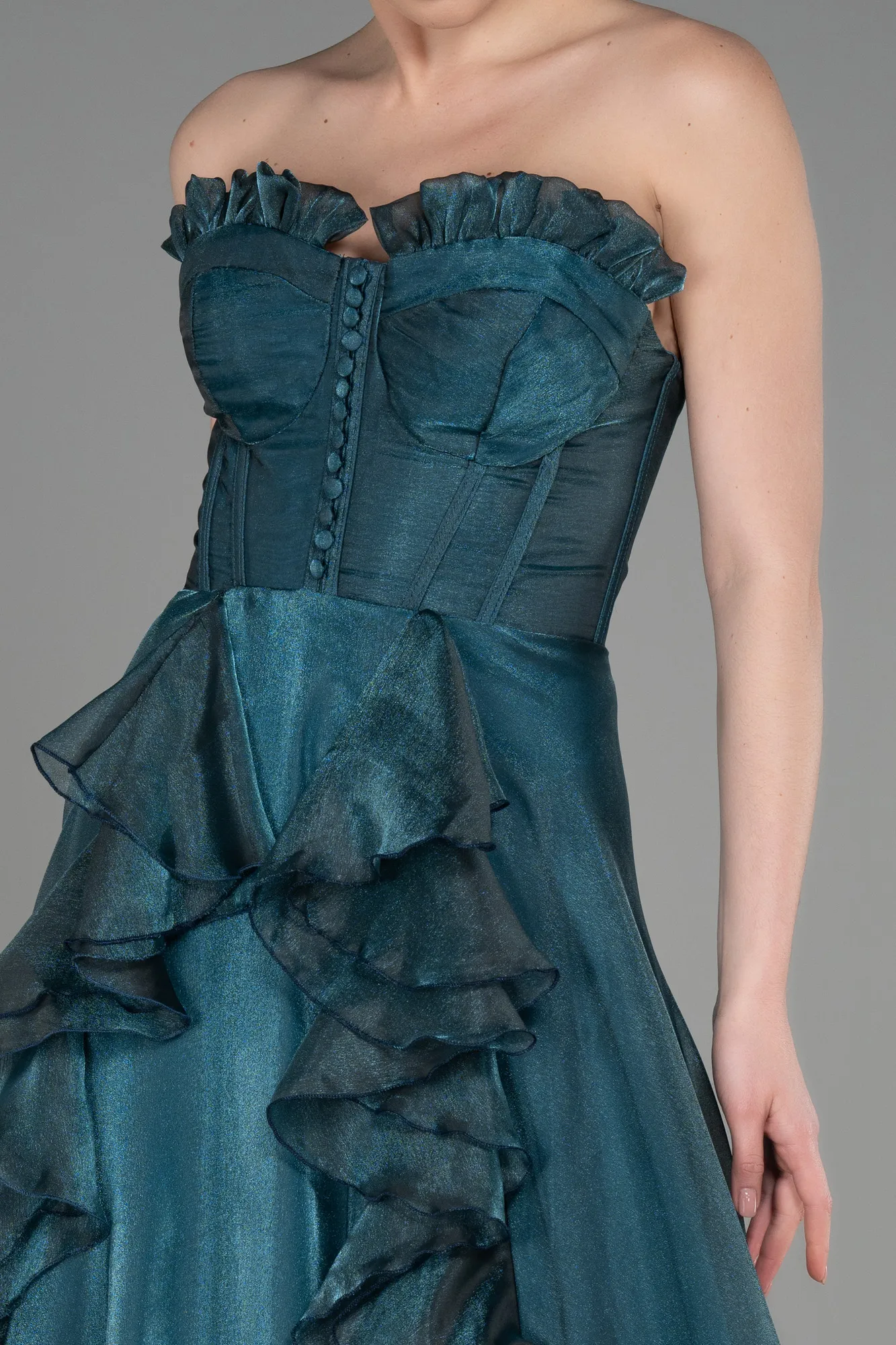 Oil Green-Long Evening Dress ABU3720