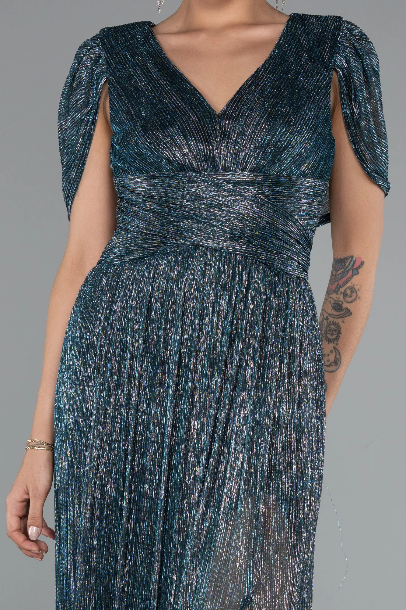 Oil Green-Long Evening Dress ABU5098