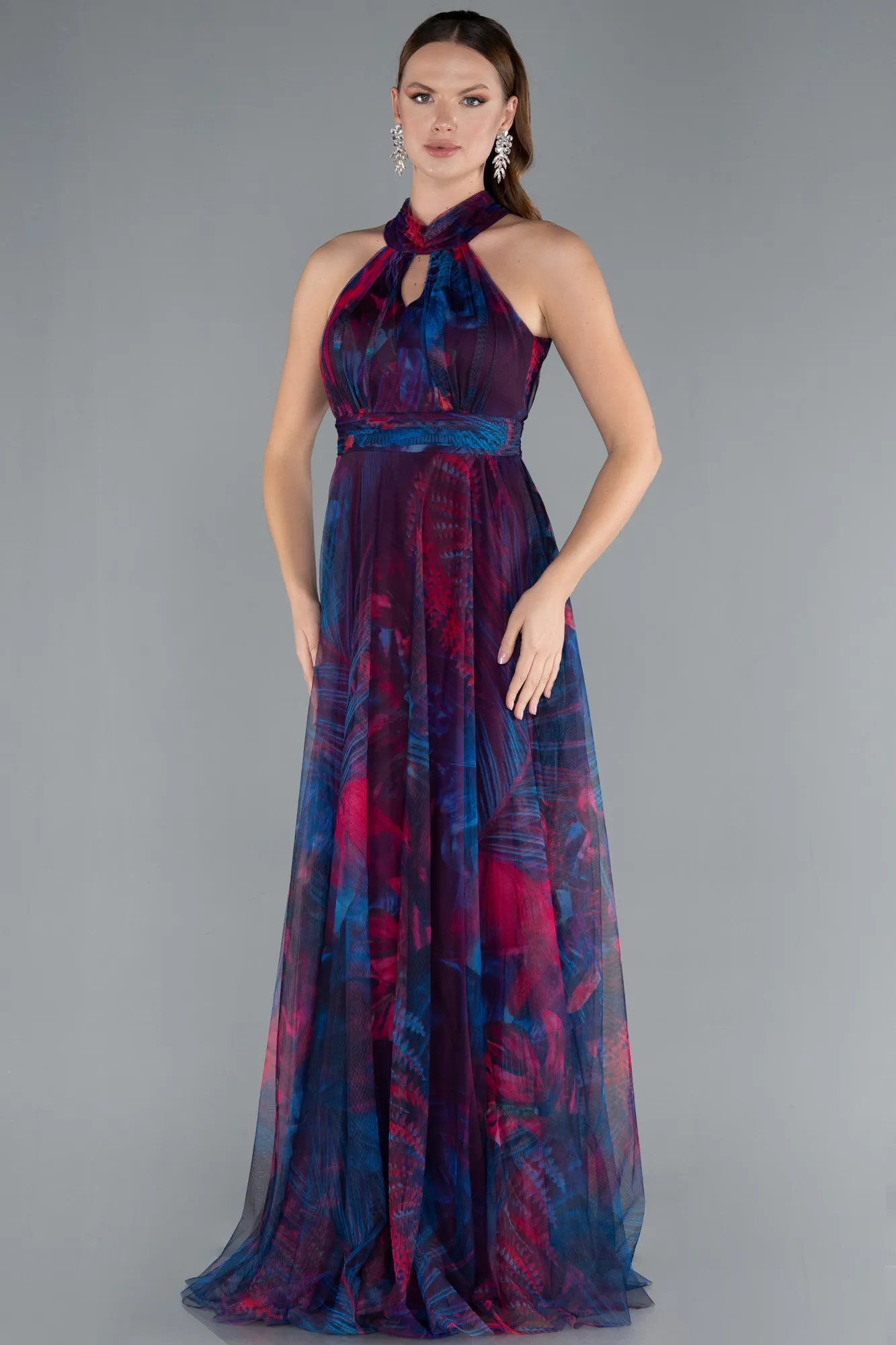 Oil Green-Long Invitation Dress ABU674