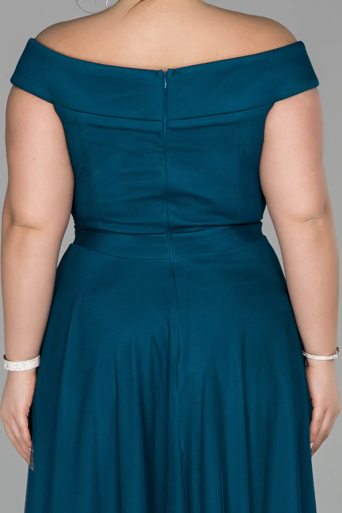 Oil Green-Long Oversized Evening Dress ABU020