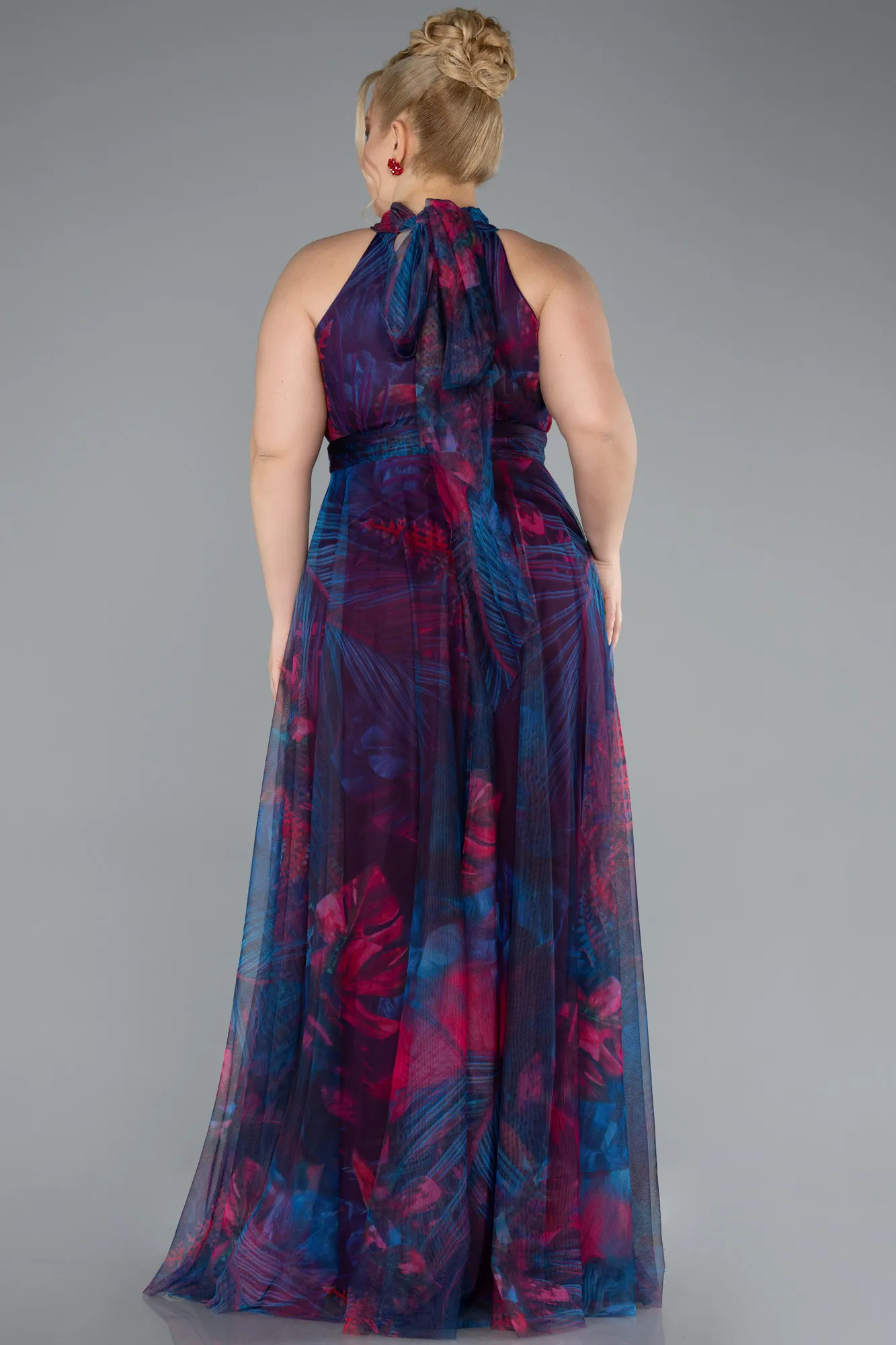 Oil Green-Long Oversized Evening Dress ABU1447