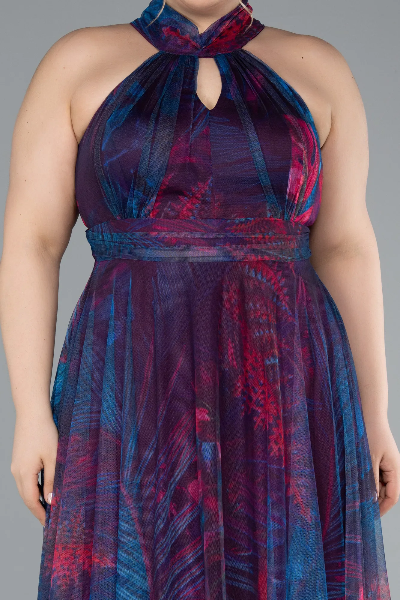 Oil Green-Long Oversized Evening Dress ABU1447