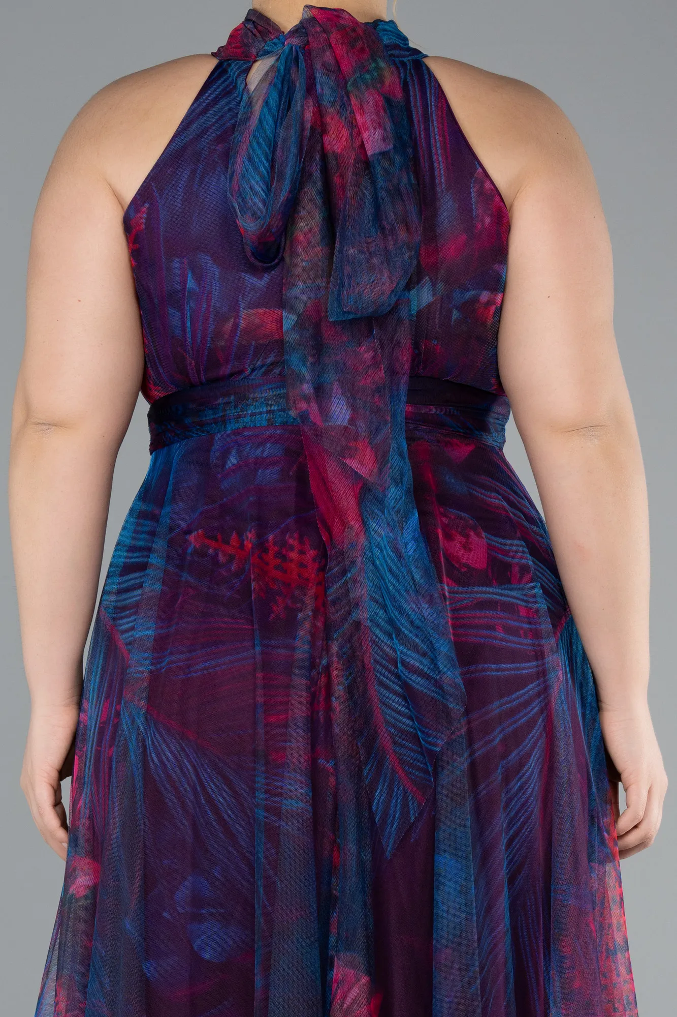 Oil Green-Long Oversized Evening Dress ABU1447