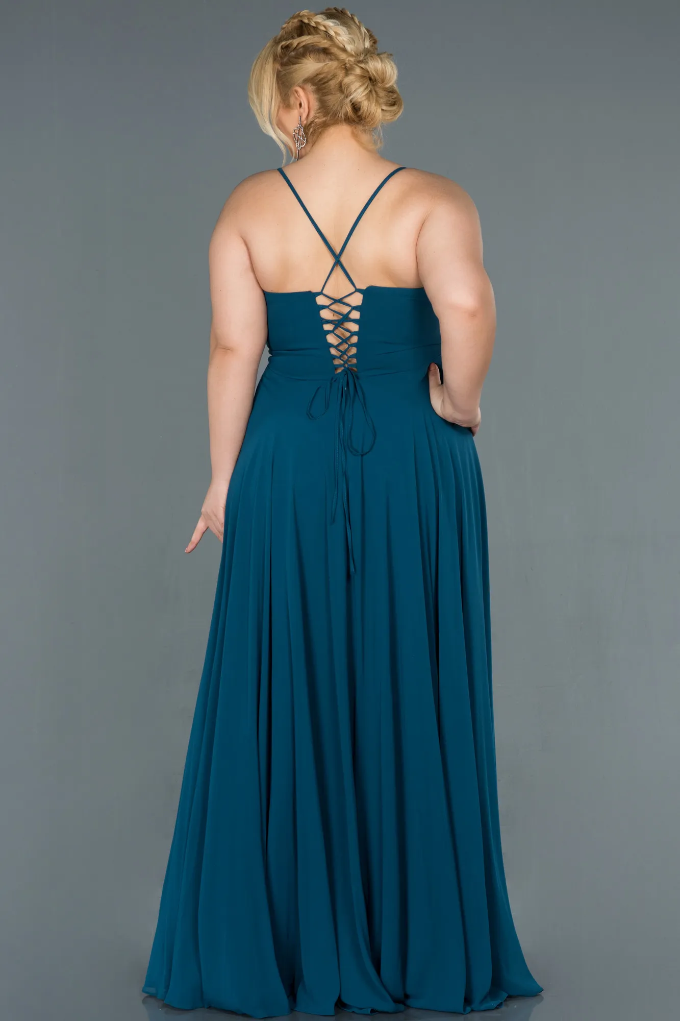 Oil Green-Long Plus Size Evening Dress ABU1324