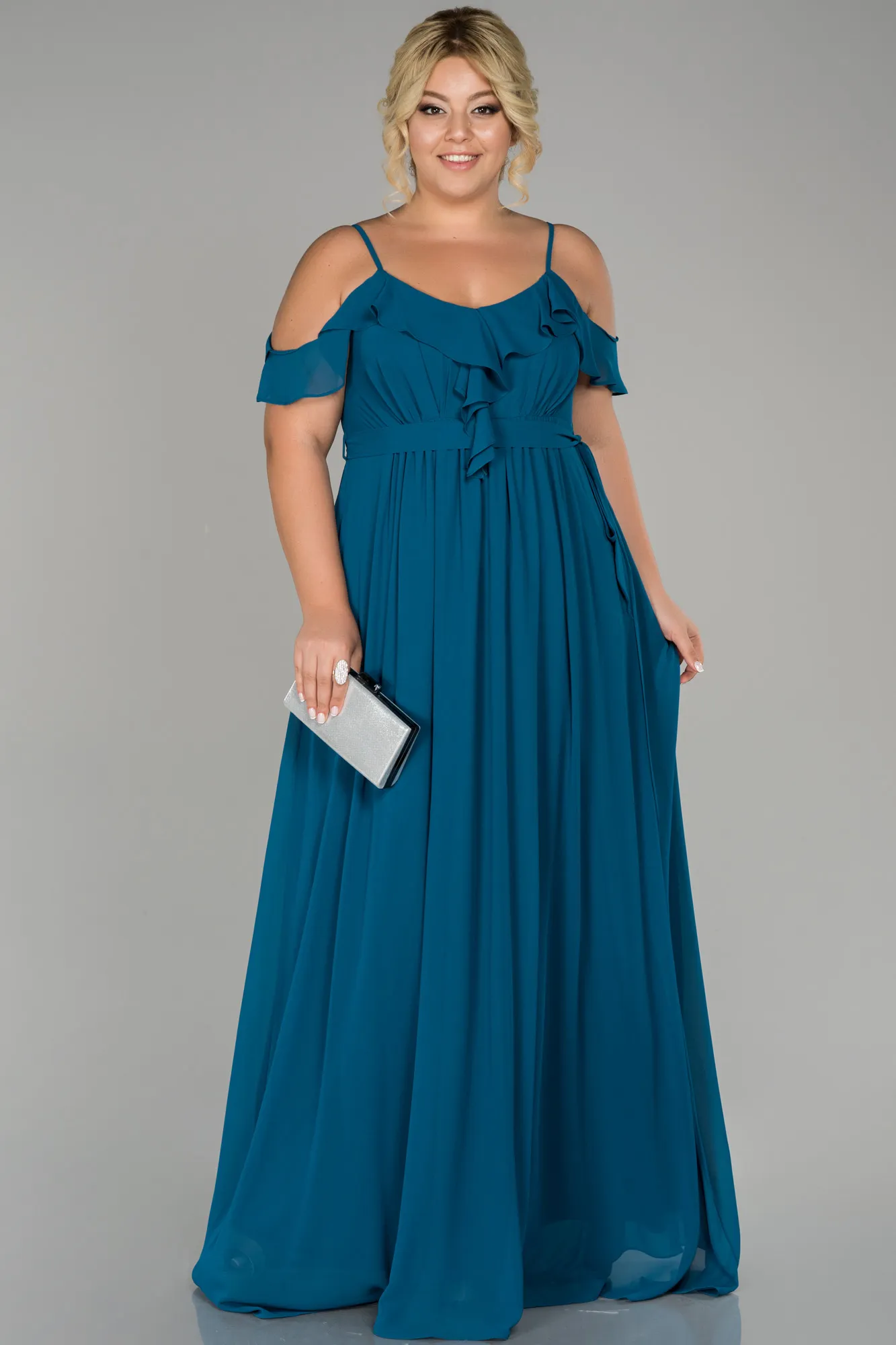 Oil Green-Long Plus Size Evening Dress ABU1449