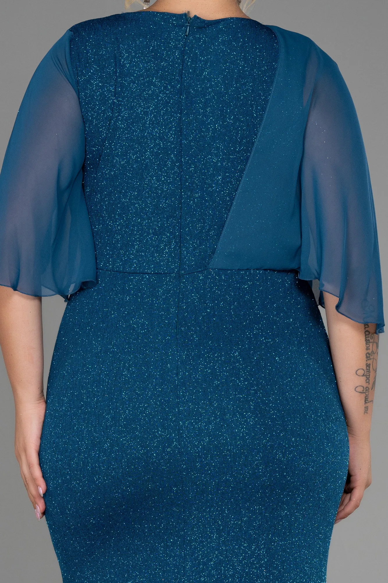 Oil Green-Long Plus Size Evening Dress ABU2857