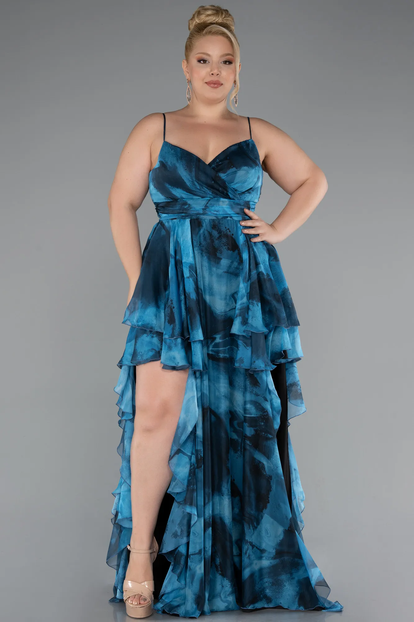 Oil Green-Long Plus Size Evening Dress ABU5211