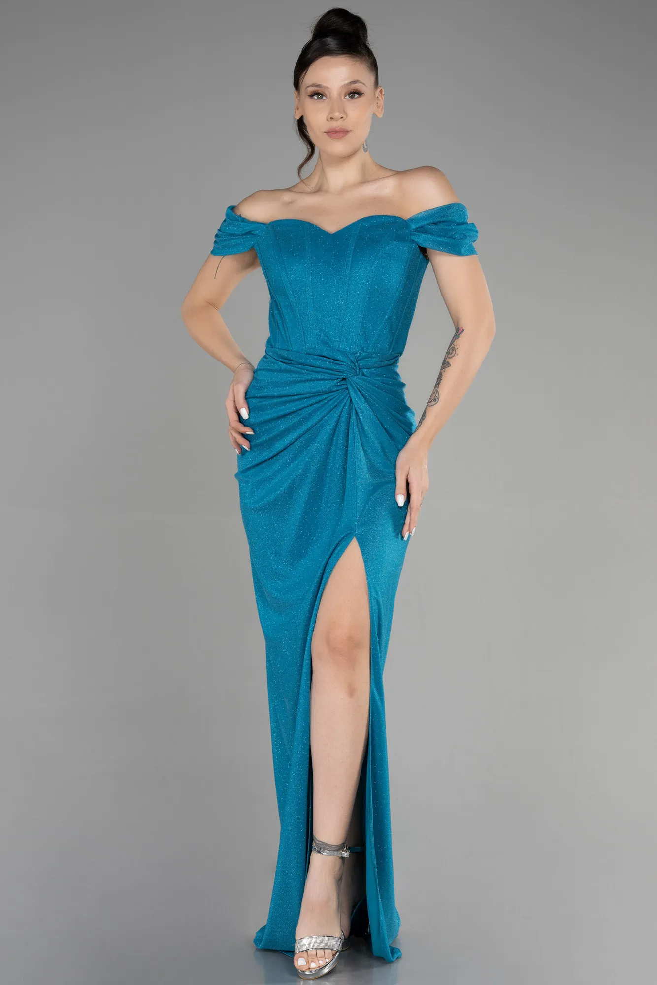 Oil Green-Long Prom Gown ABU3473