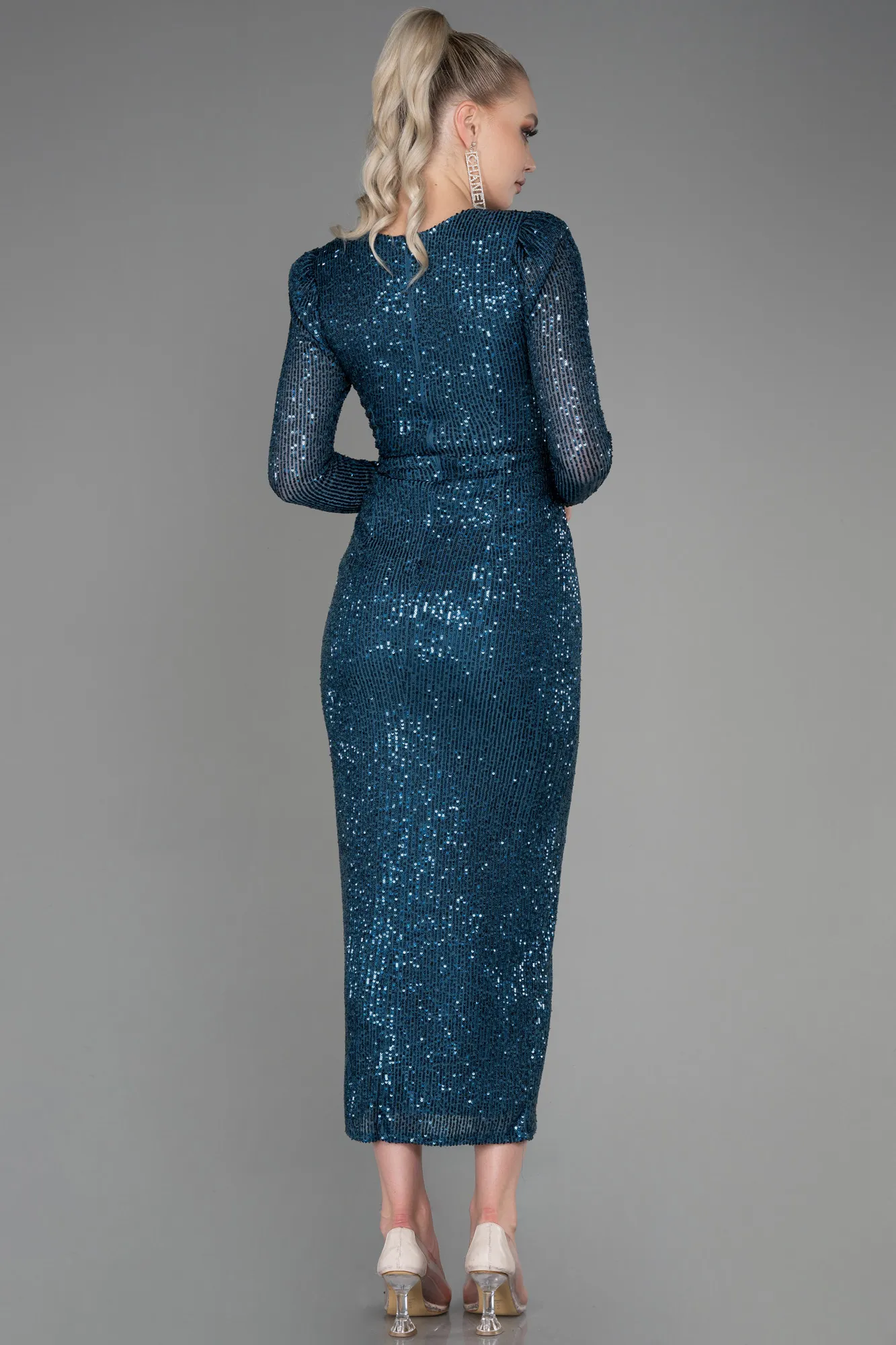 Oil Green-Long Scaly Invitation Dress ABU3230