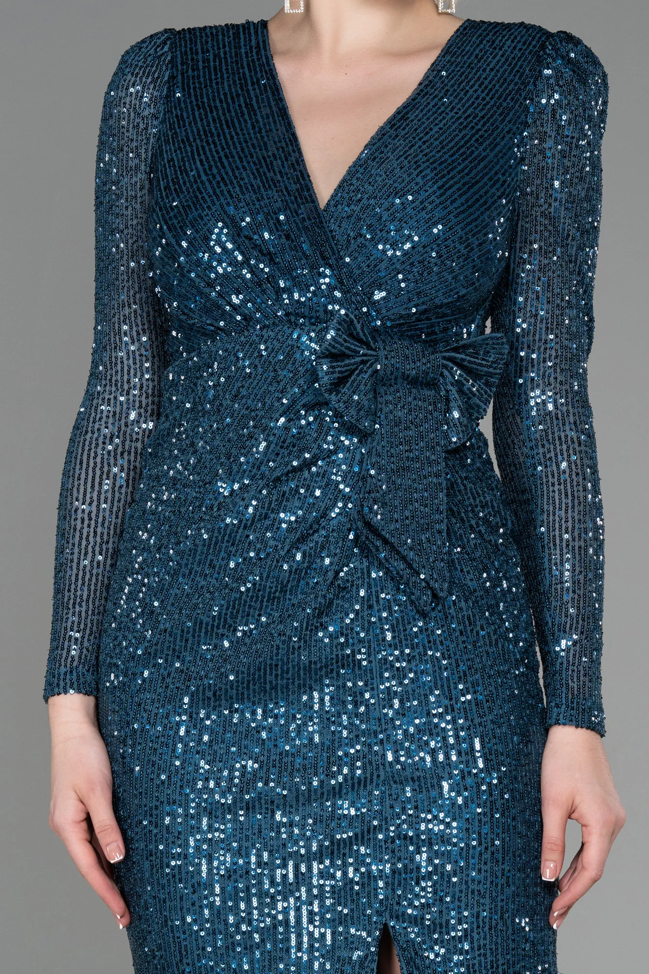 Oil Green-Long Scaly Invitation Dress ABU3230