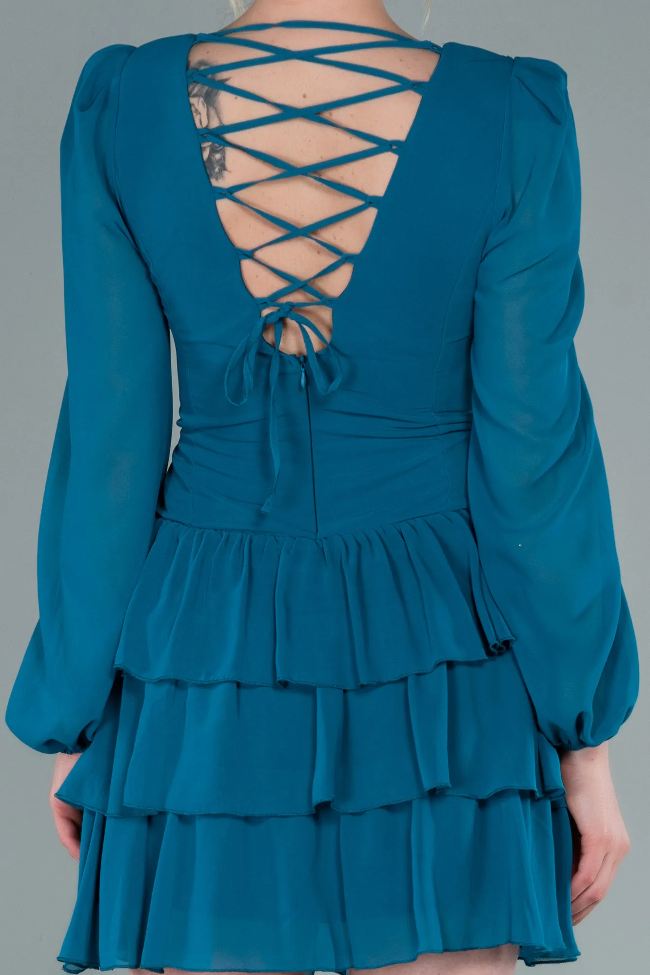 Oil Green-Mini Chiffon Invitation Dress ABK1899