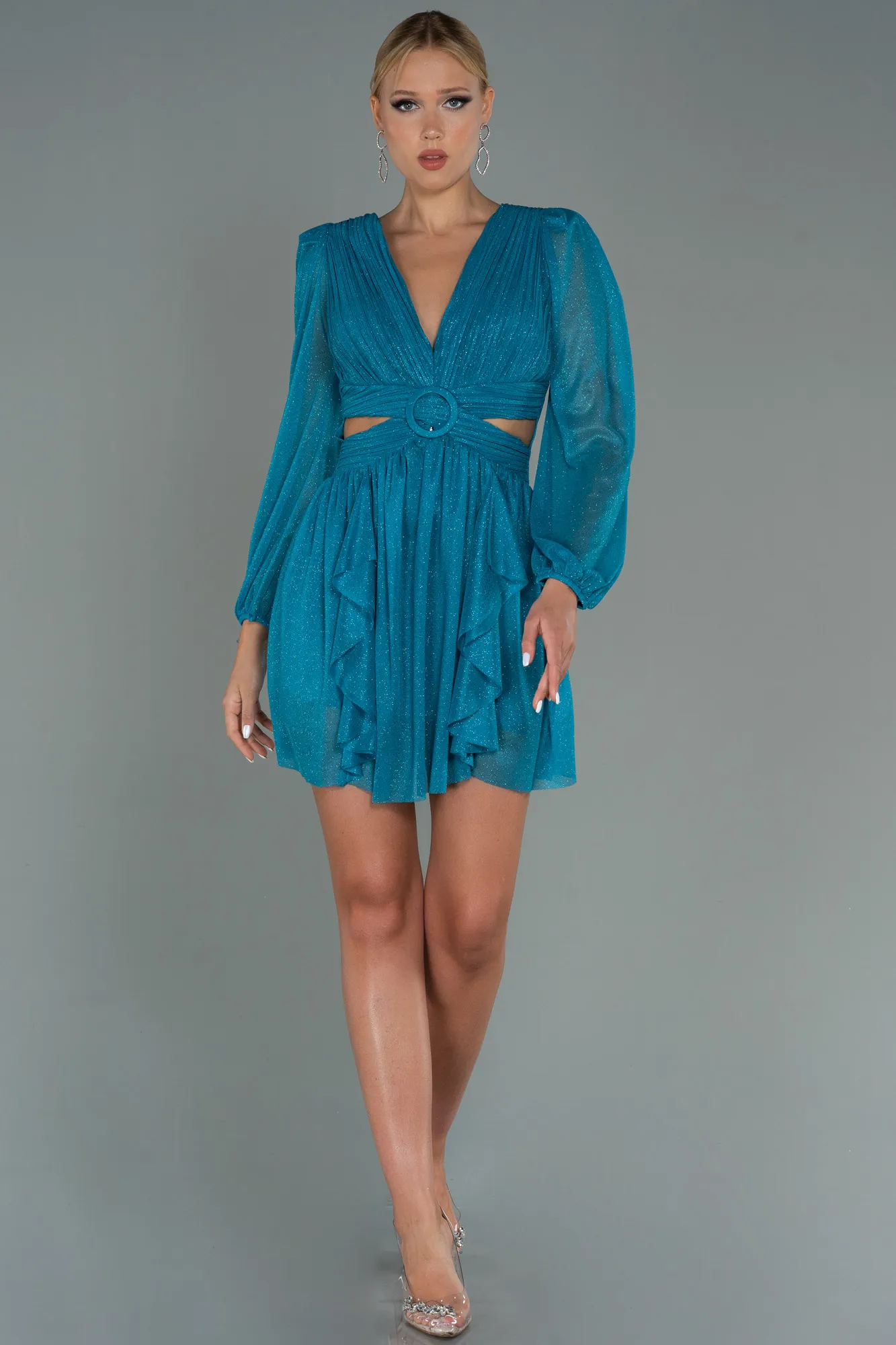 Oil Green-Short Invitation Dress ABK1743