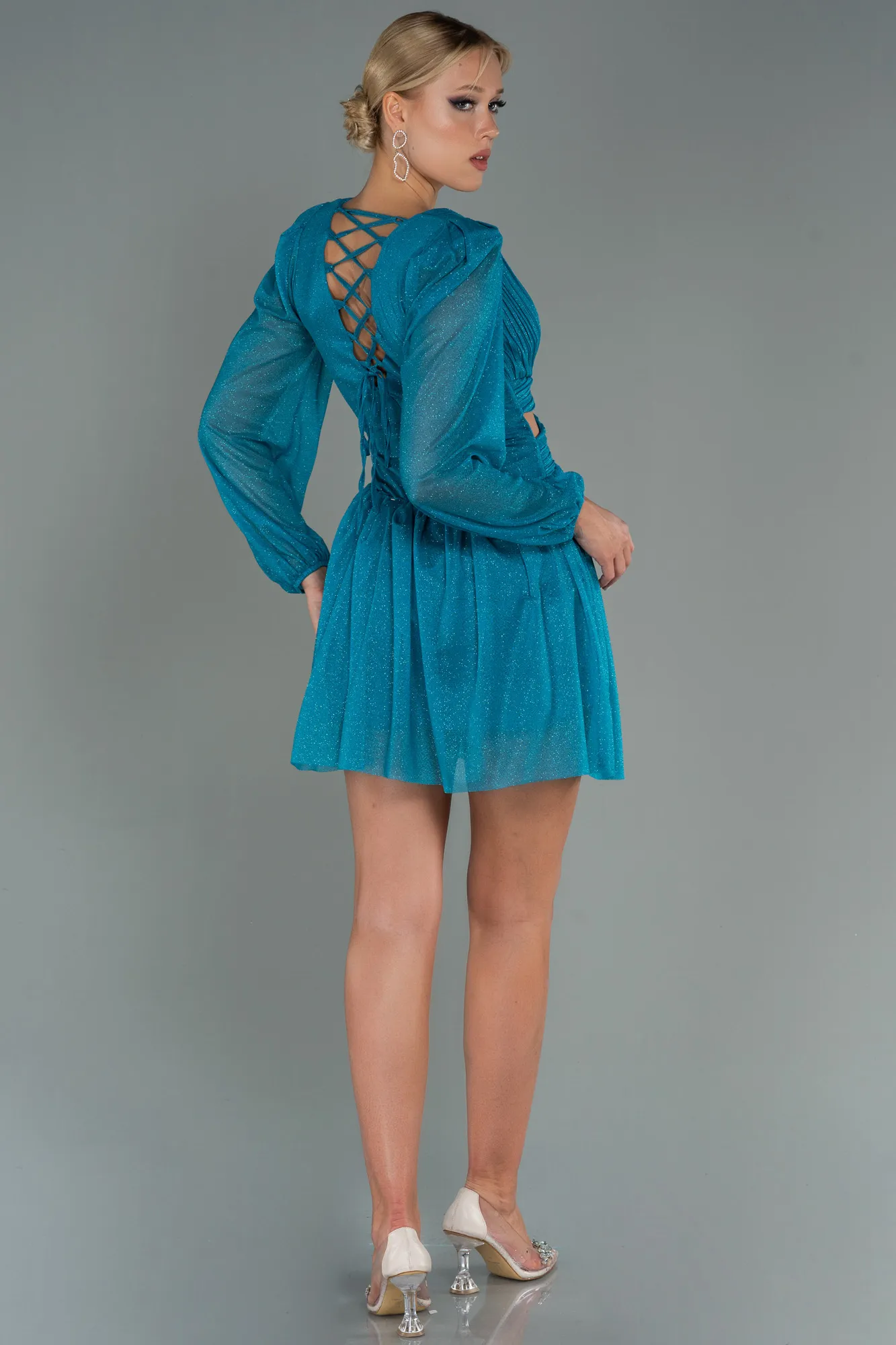 Oil Green-Short Invitation Dress ABK1743