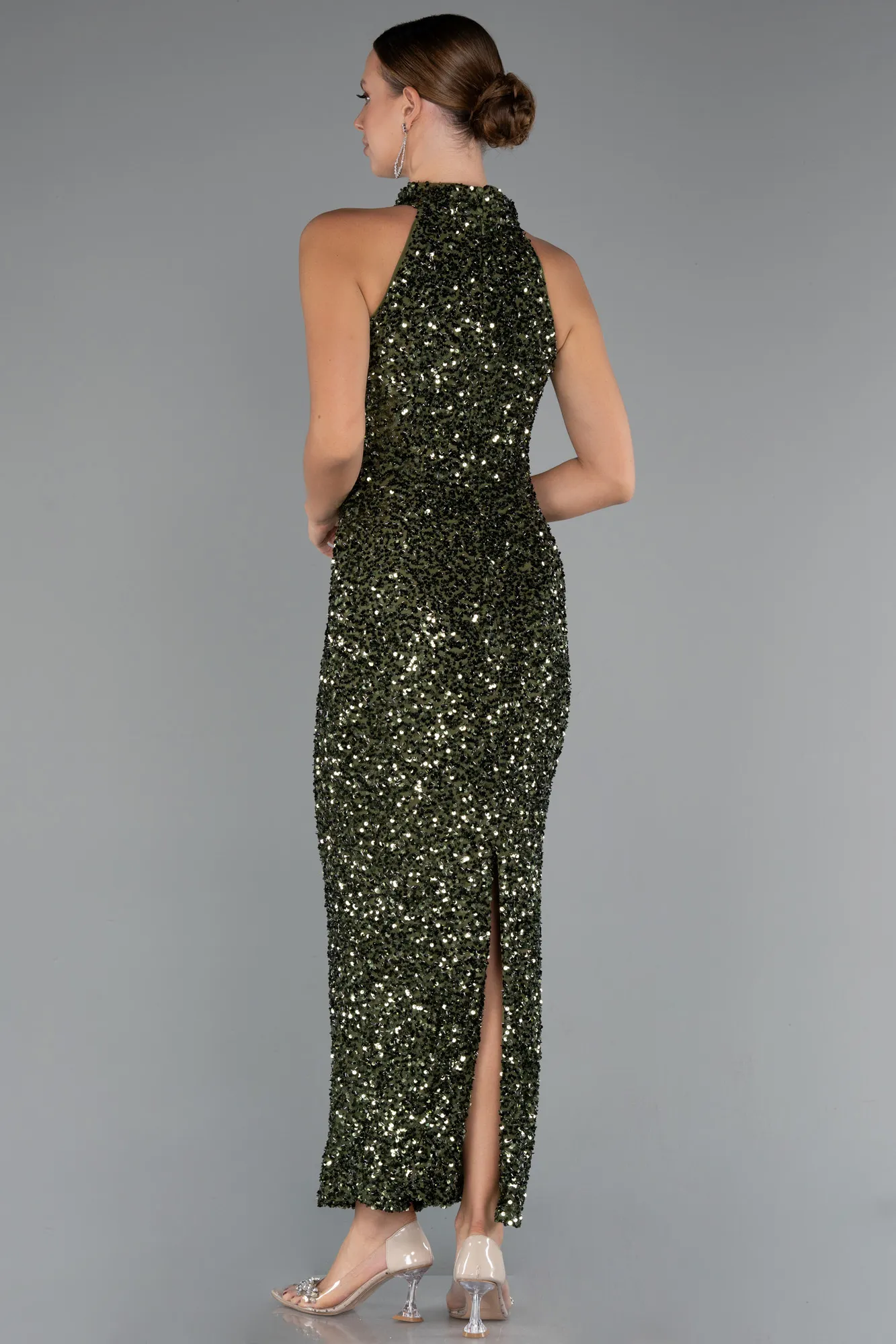 Olive Drab-Long Evening Dress ABK2474