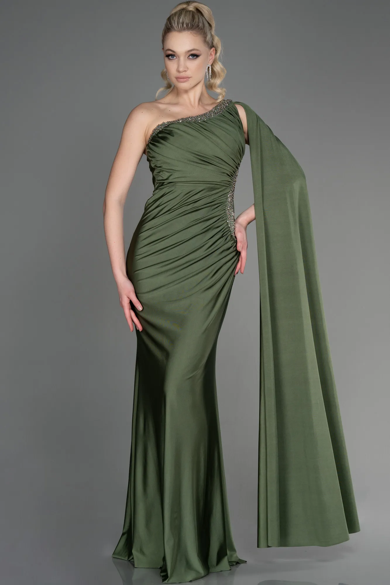 Olive Drab-Long Evening Dress ABU2663