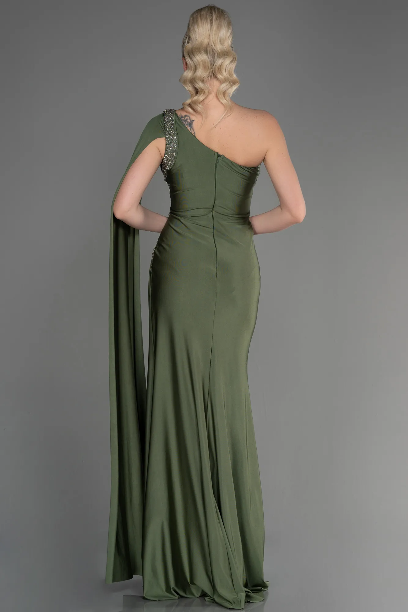 Olive Drab-Long Evening Dress ABU2663