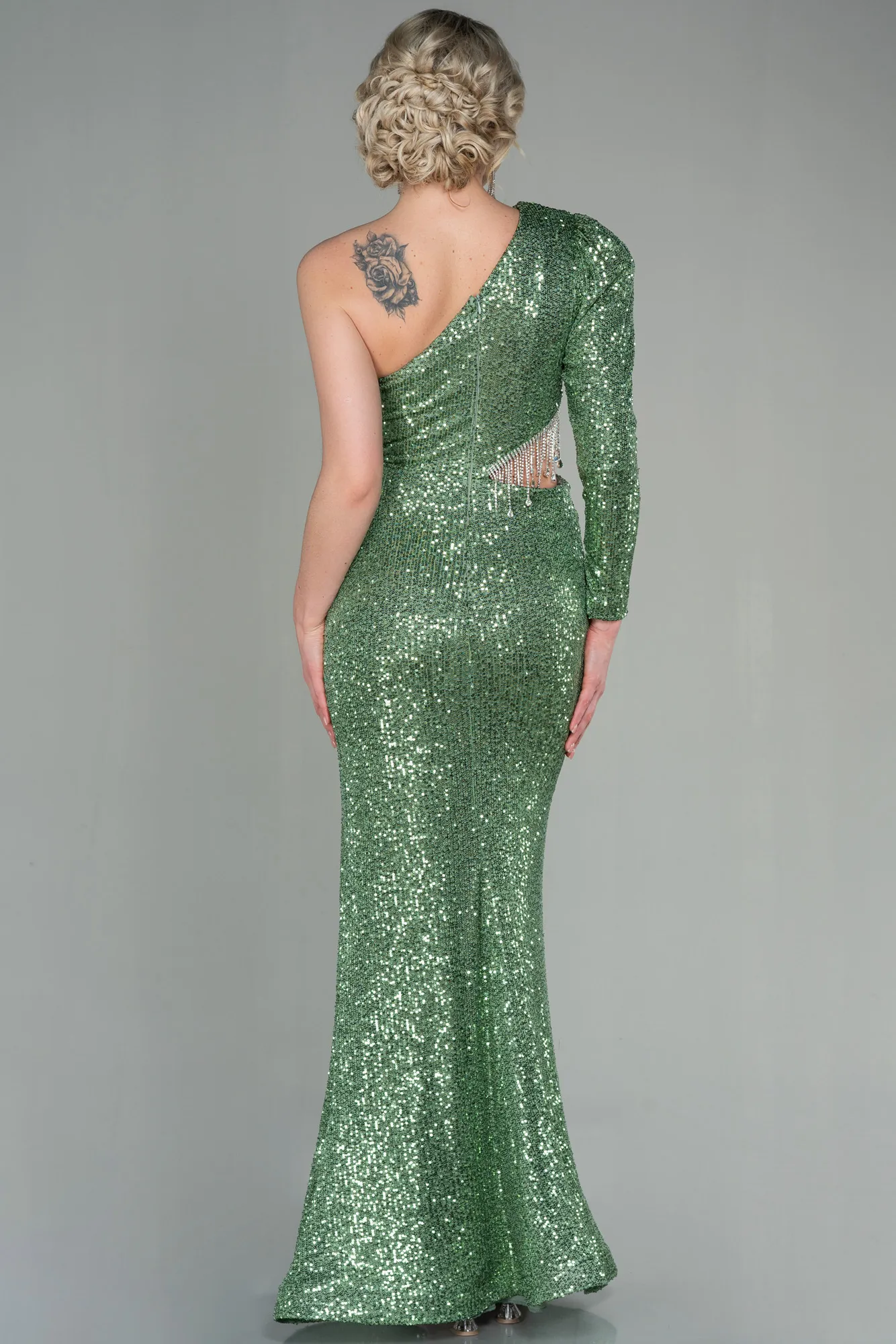 Olive Drab-Long Evening Dress ABU2749
