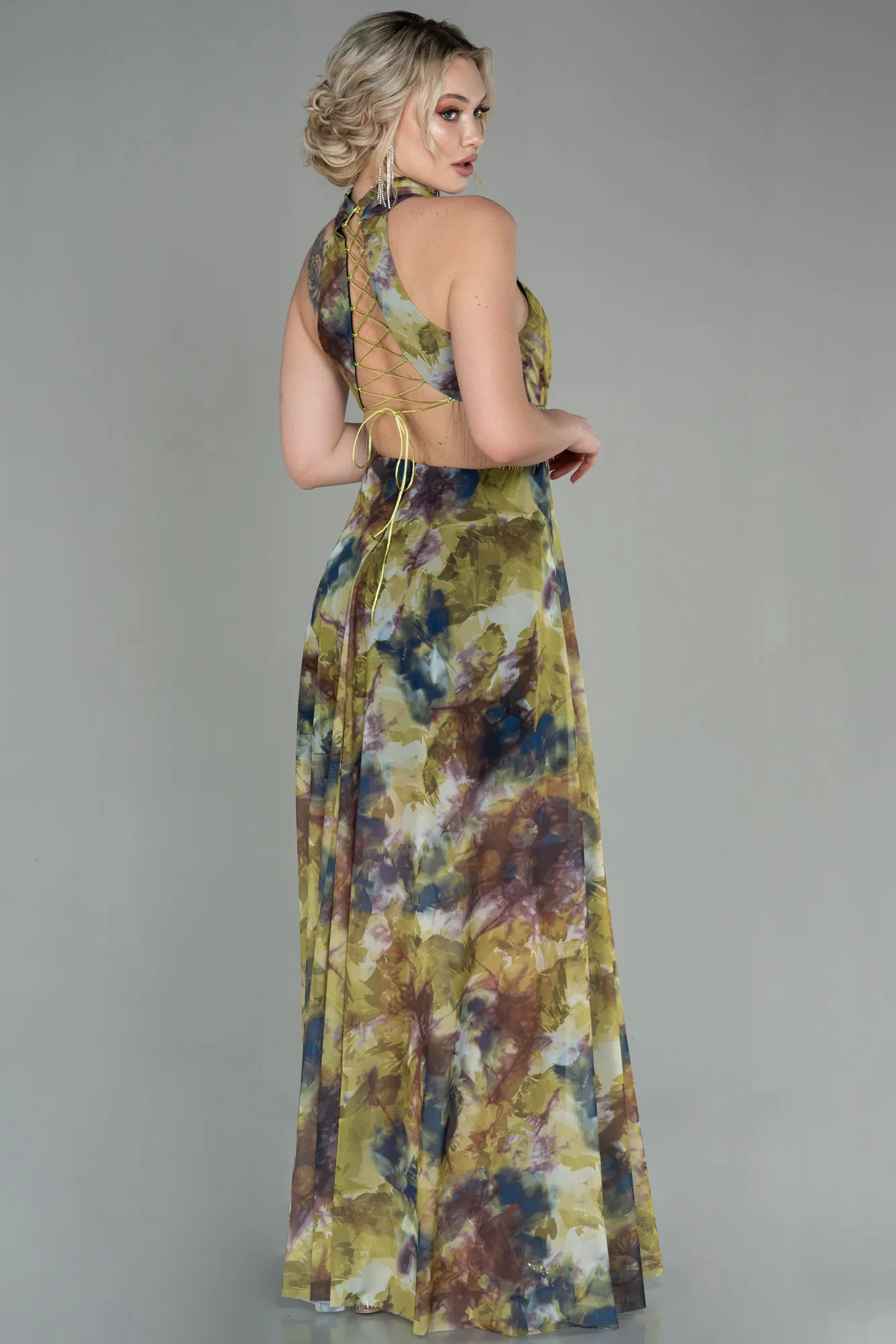 Olive Drab-Long Evening Dress ABU2891