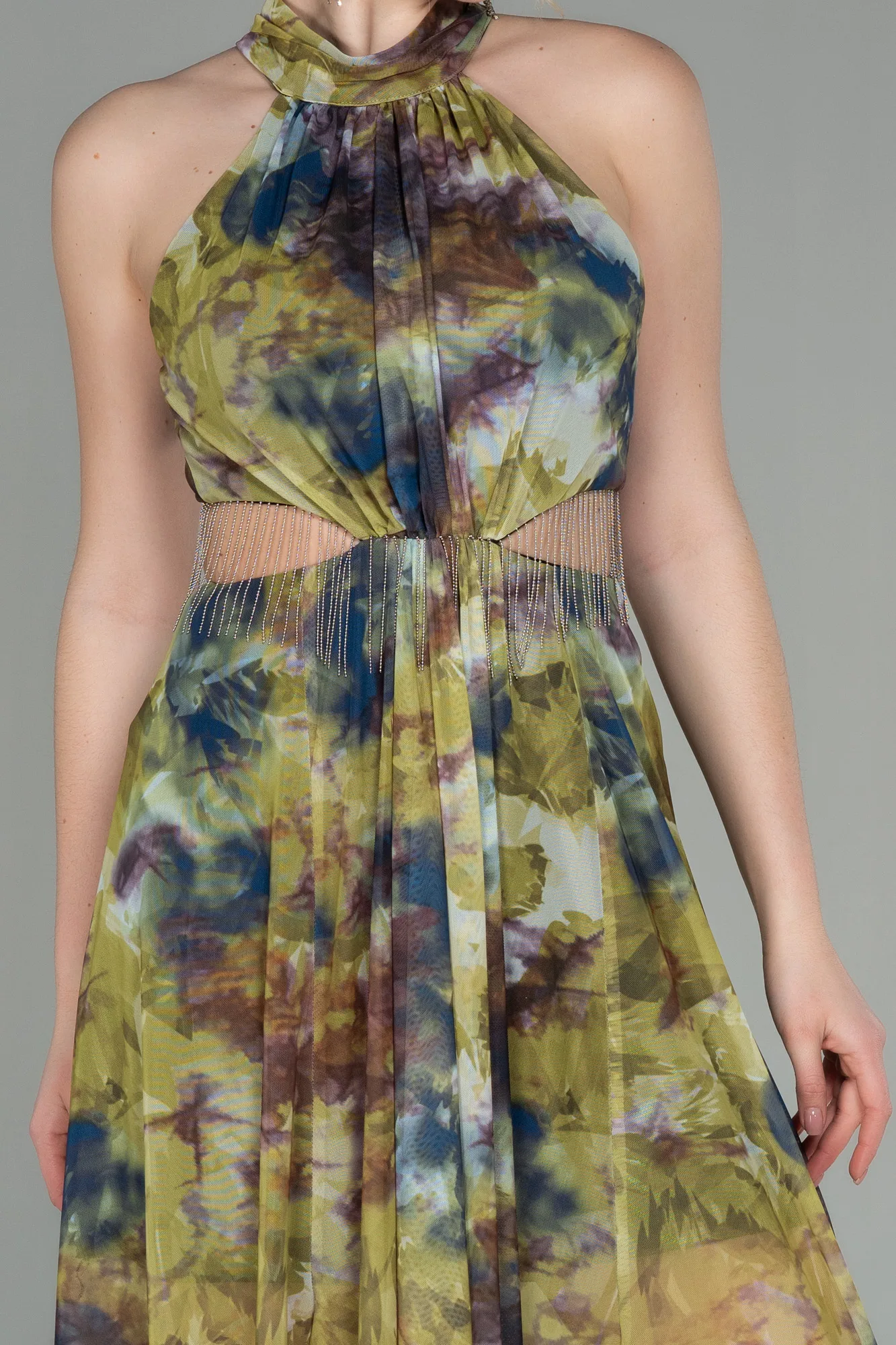 Olive Drab-Long Evening Dress ABU2891