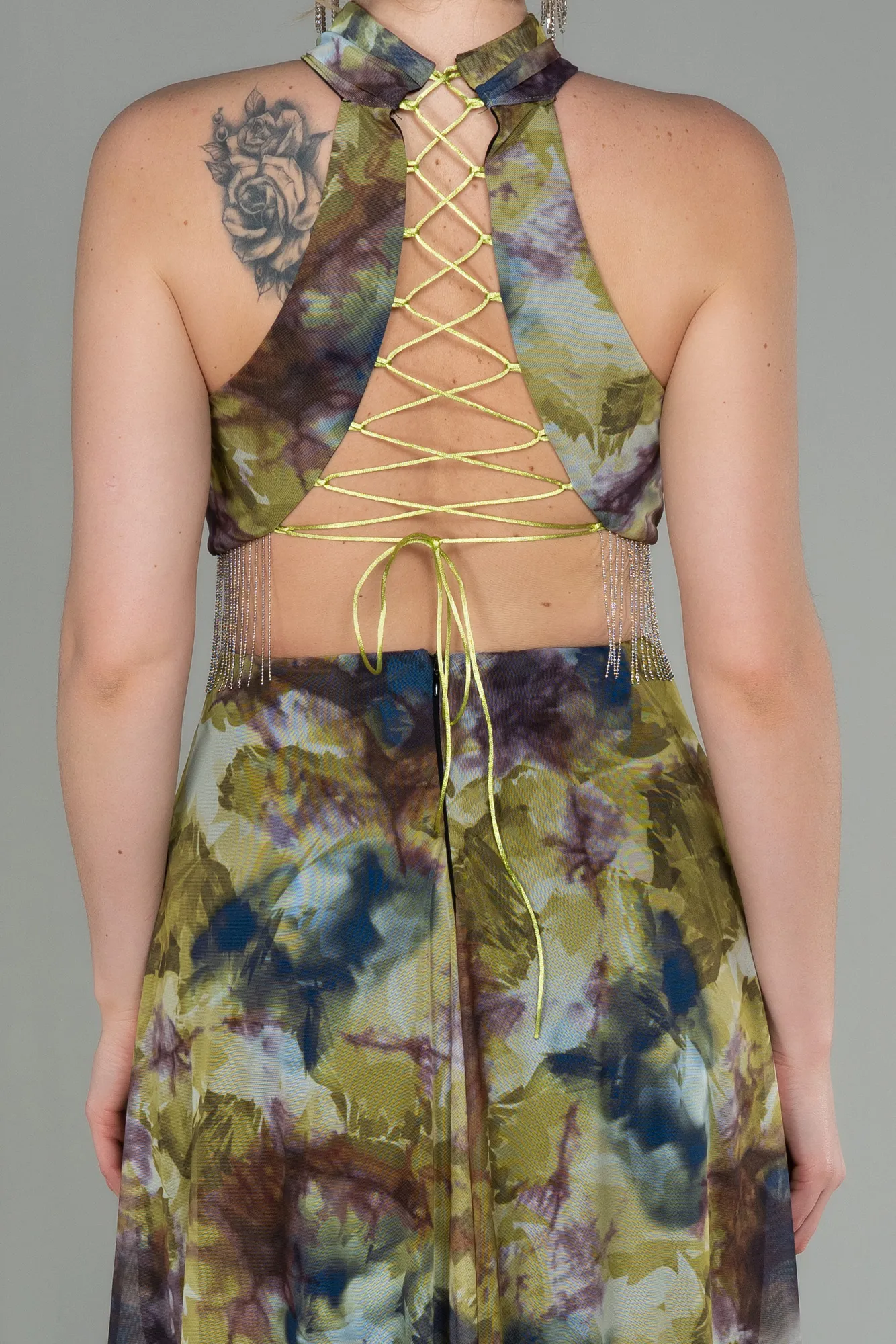 Olive Drab-Long Evening Dress ABU2891