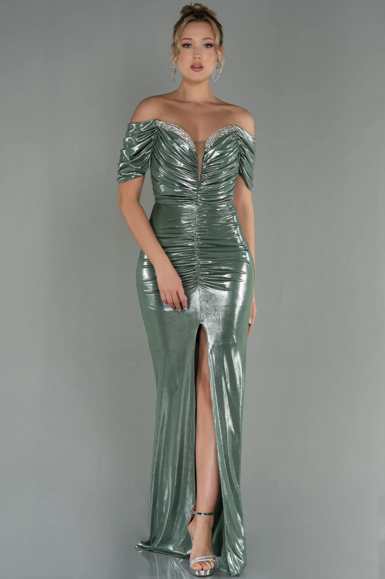 Olive Drab-Long Evening Dress ABU3002