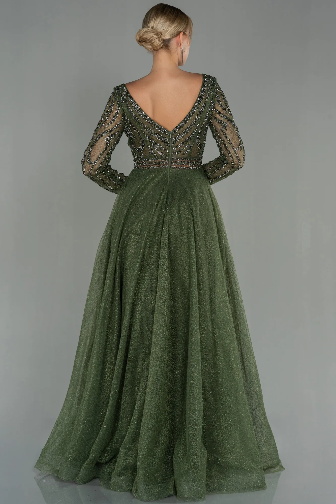 Olive Drab-Long Evening Dress ABU3052