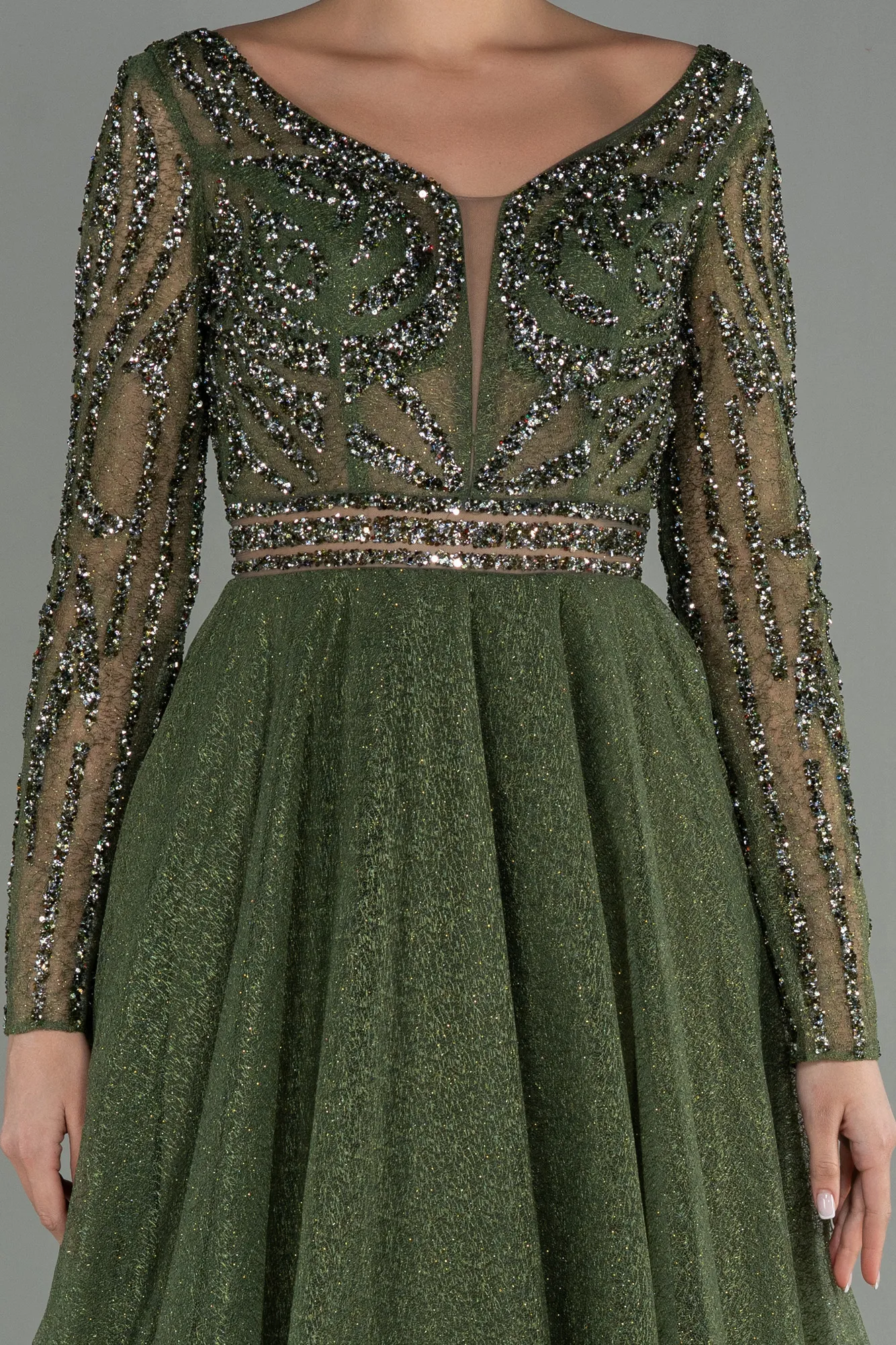 Olive Drab-Long Evening Dress ABU3052