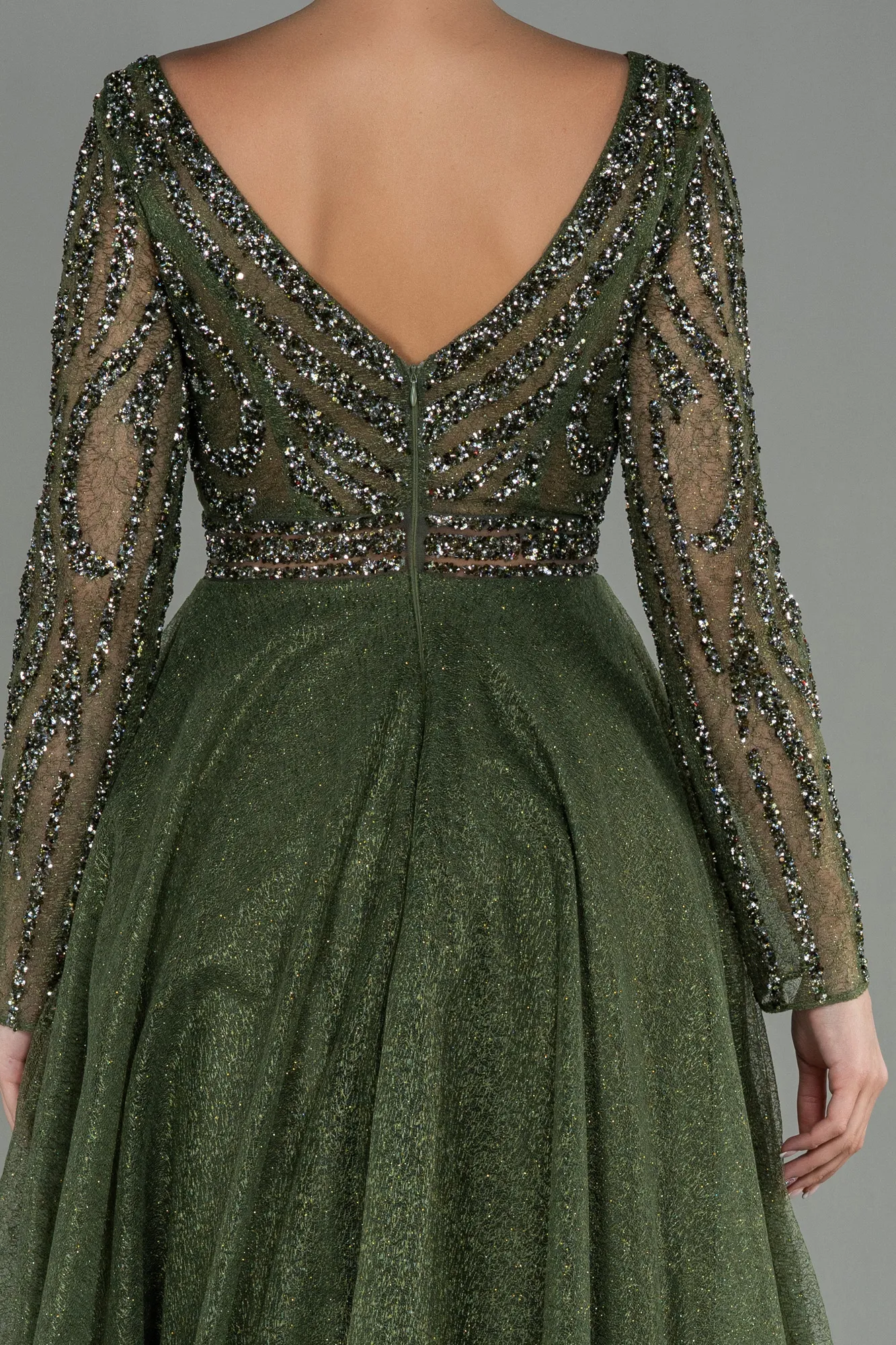Olive Drab-Long Evening Dress ABU3052