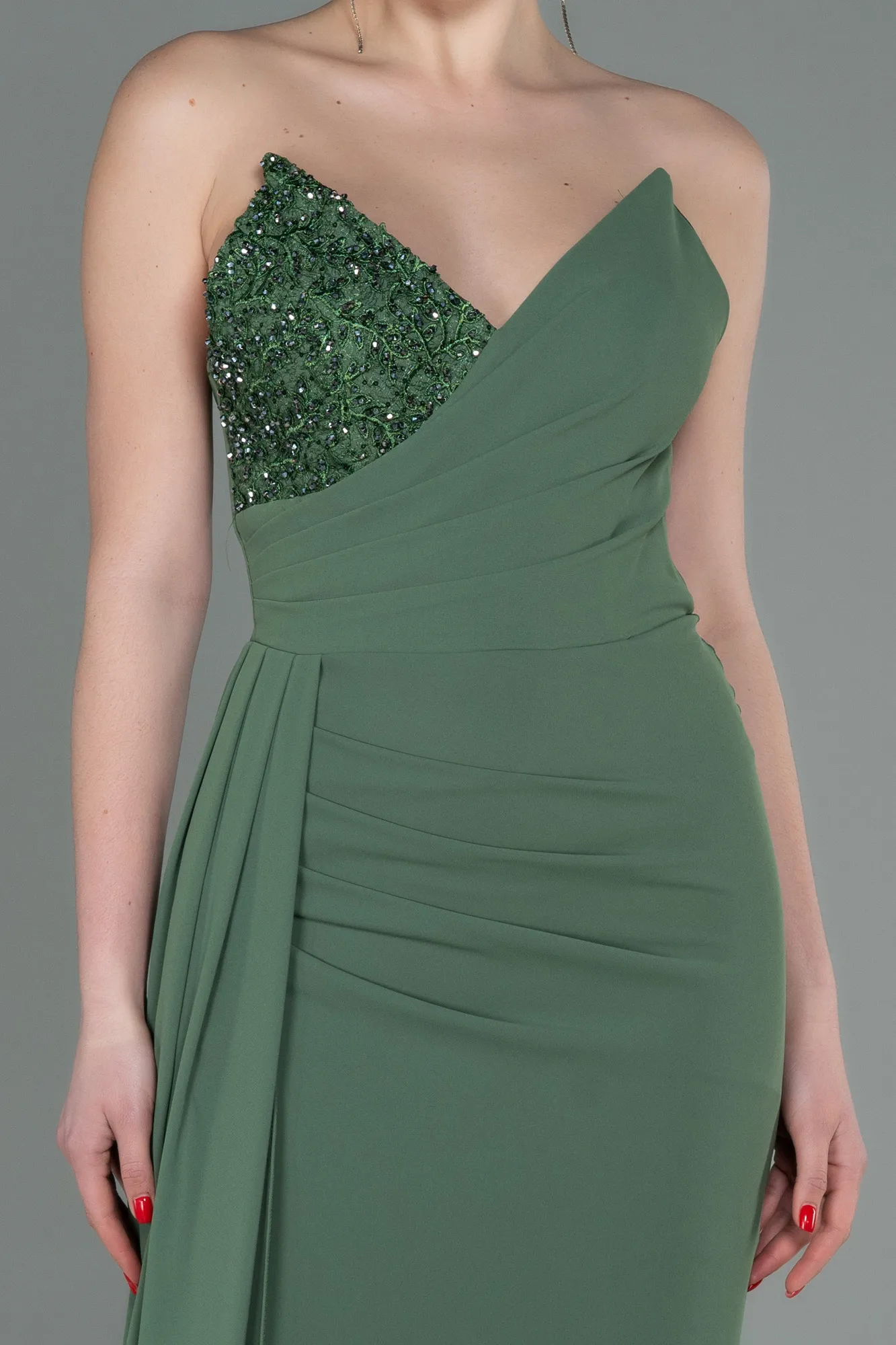 Olive Drab-Long Evening Dress ABU3069