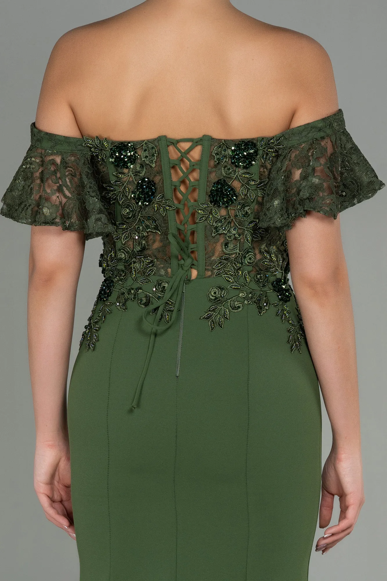 Olive Drab-Long Evening Dress ABU3077