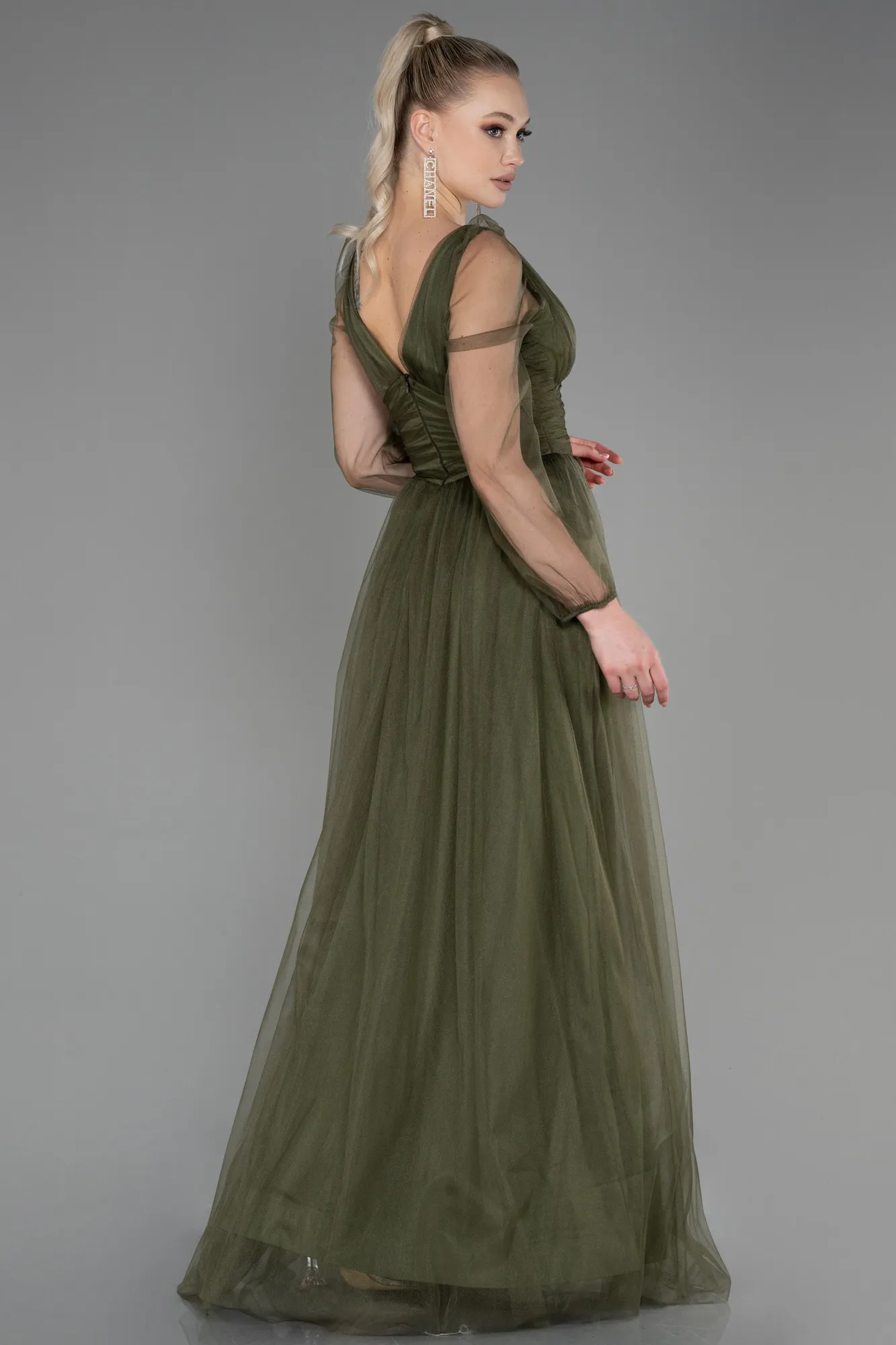 Olive Drab-Long Evening Dress ABU3207