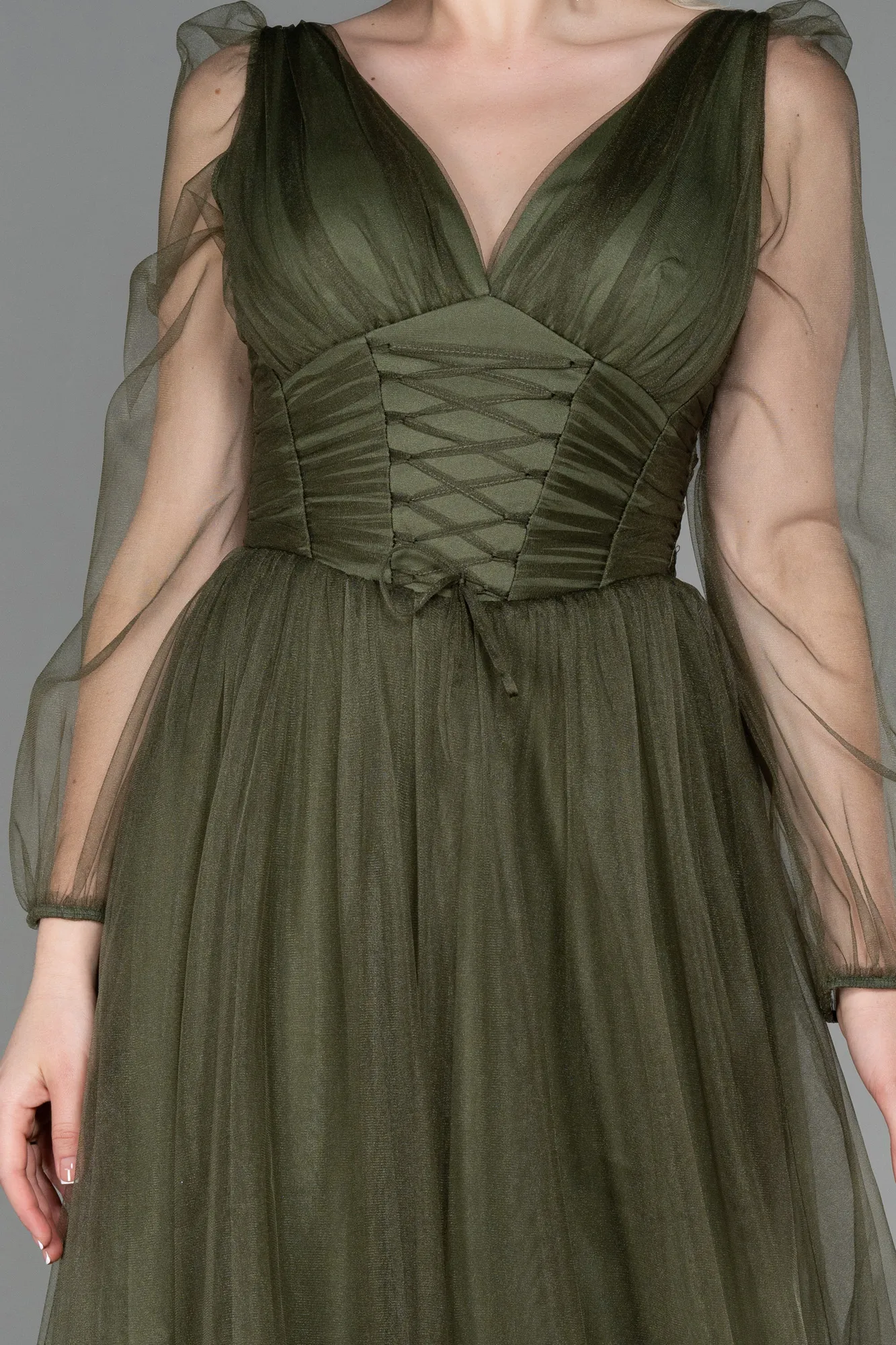 Olive Drab-Long Evening Dress ABU3207