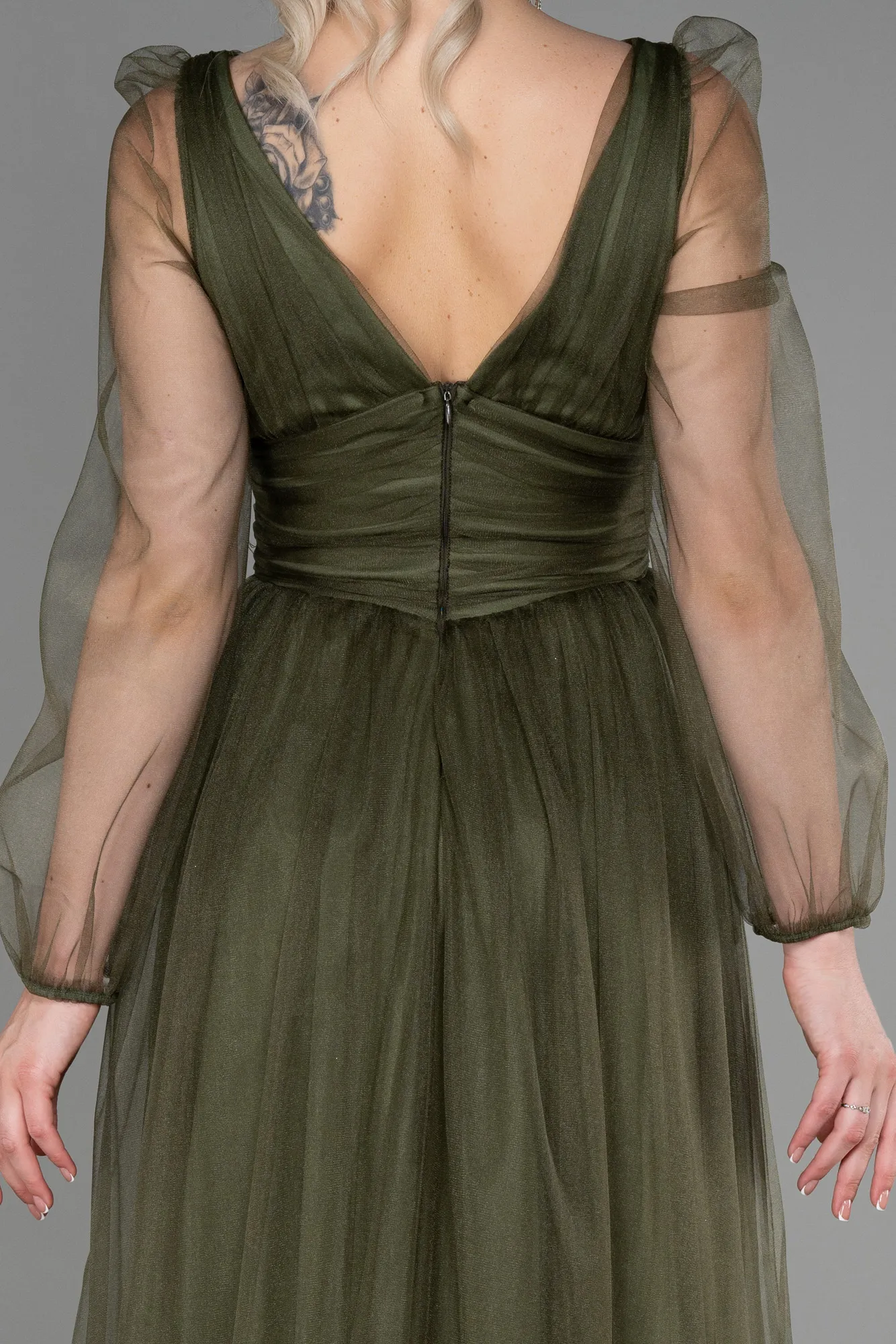 Olive Drab-Long Evening Dress ABU3207