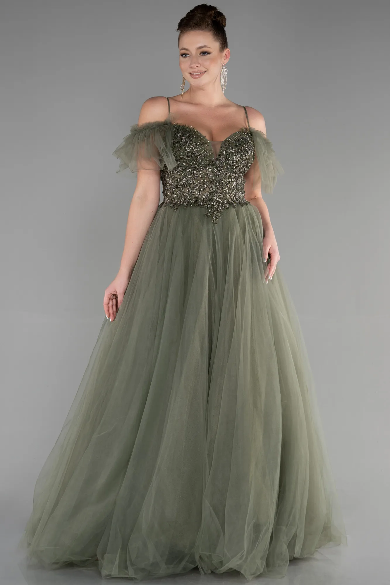 Olive Drab-Long Evening Dress ABU3526