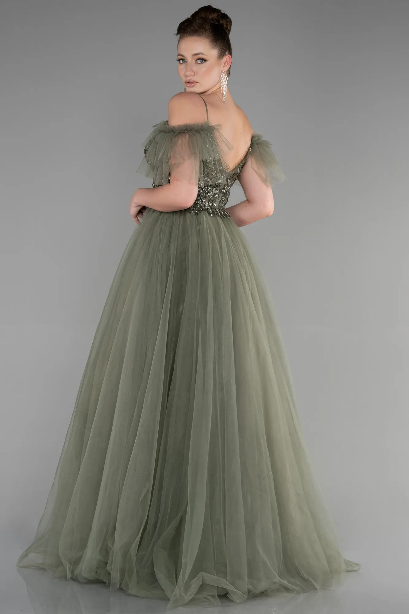 Olive Drab-Long Evening Dress ABU3526