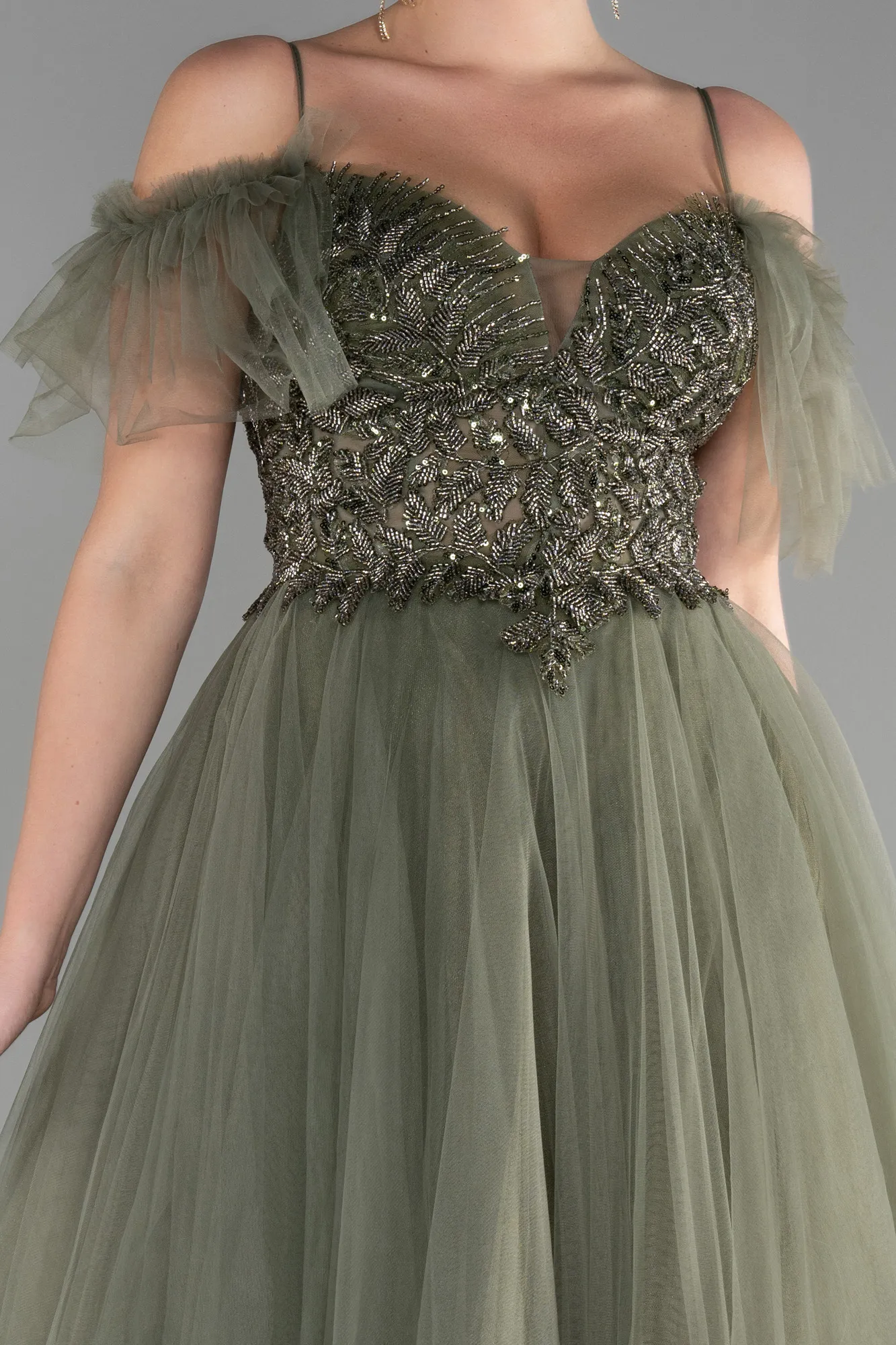Olive Drab-Long Evening Dress ABU3526