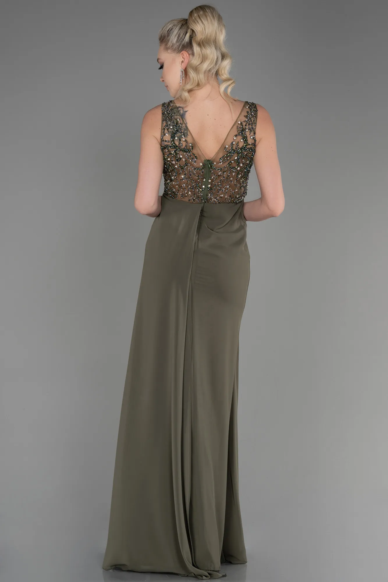 Olive Drab-Long Evening Dress ABU3668