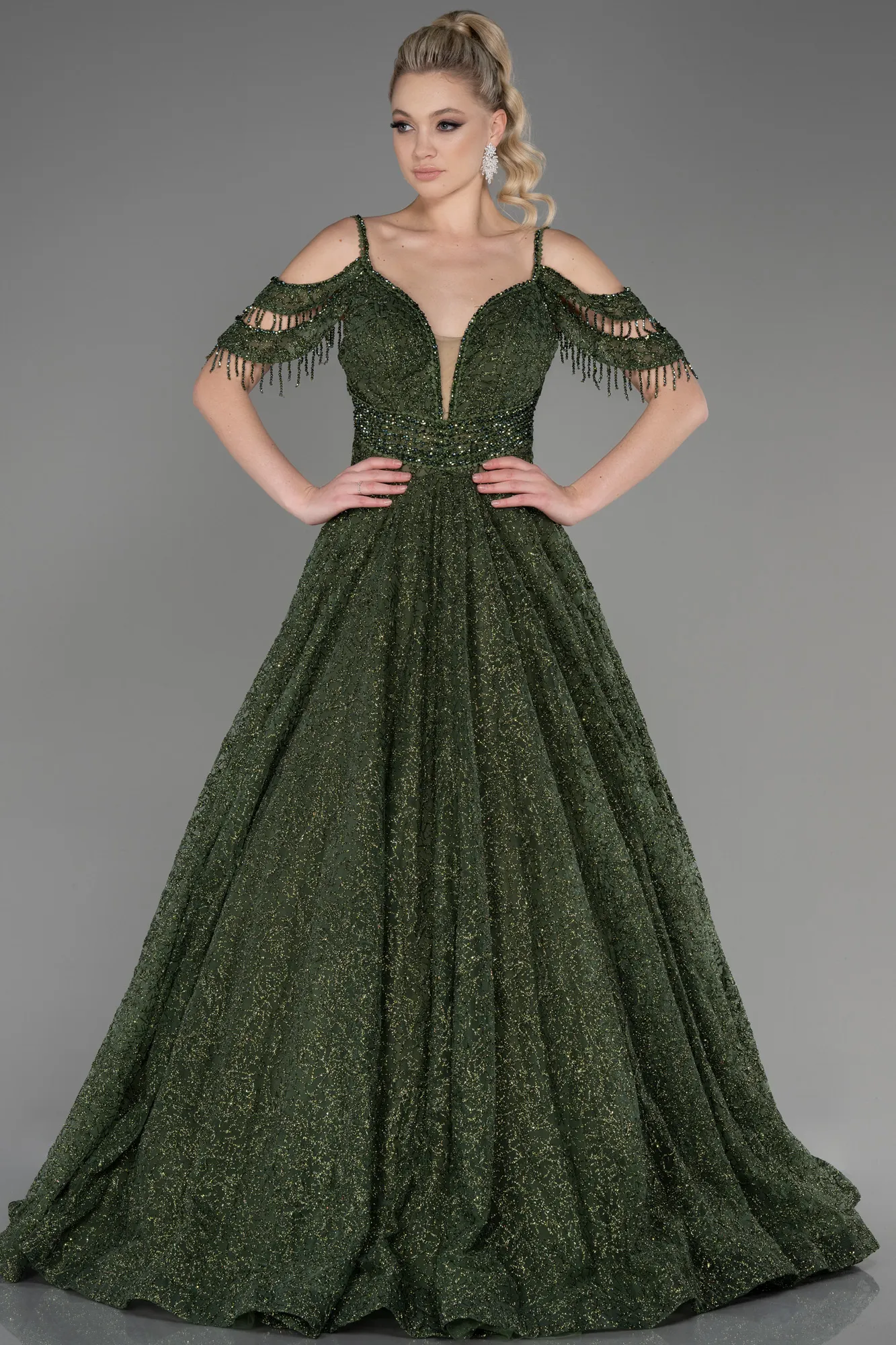 Olive Drab-Long Evening Dress ABU3708