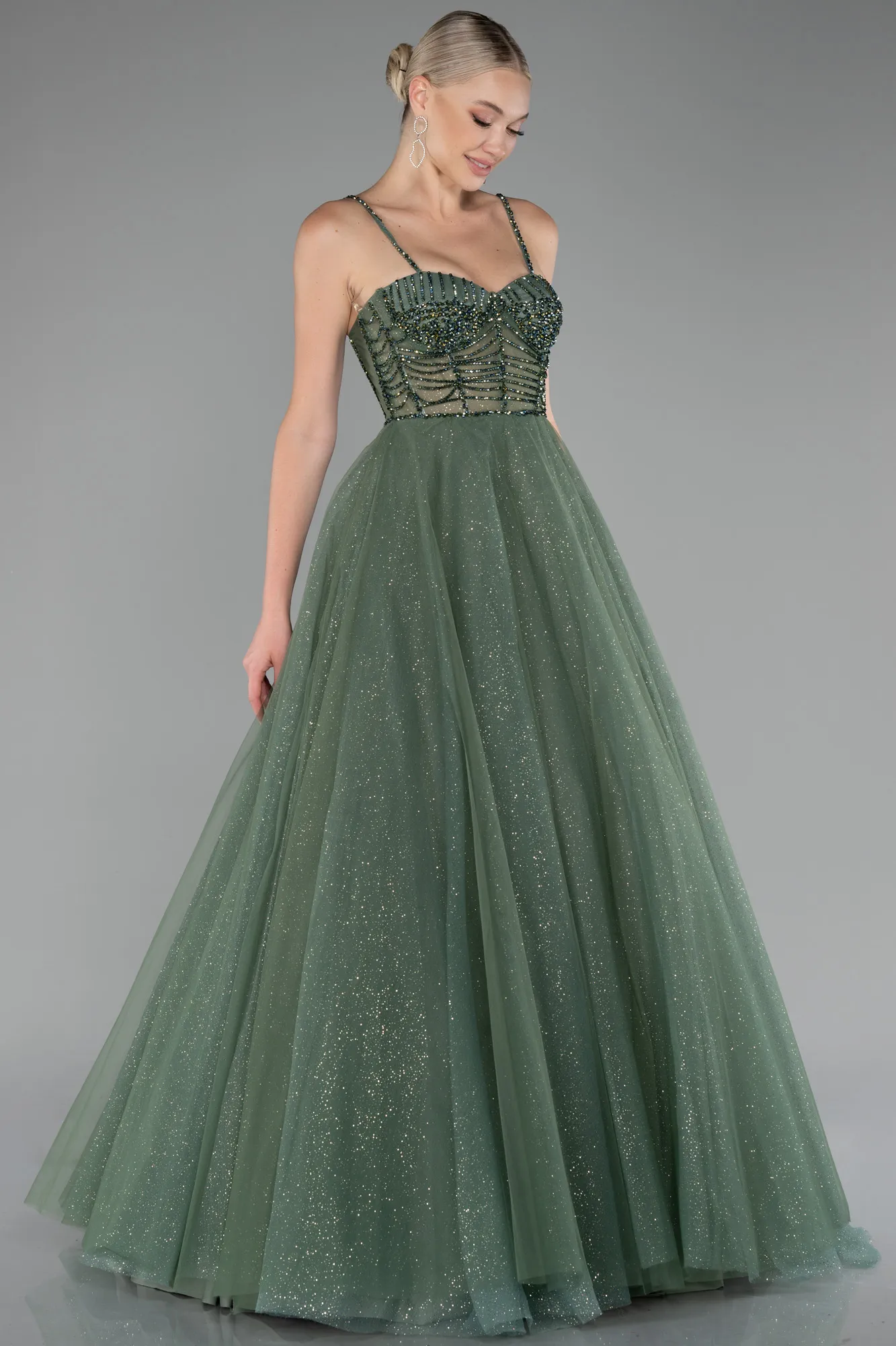 Olive Drab-Long Evening Dress ABU3805