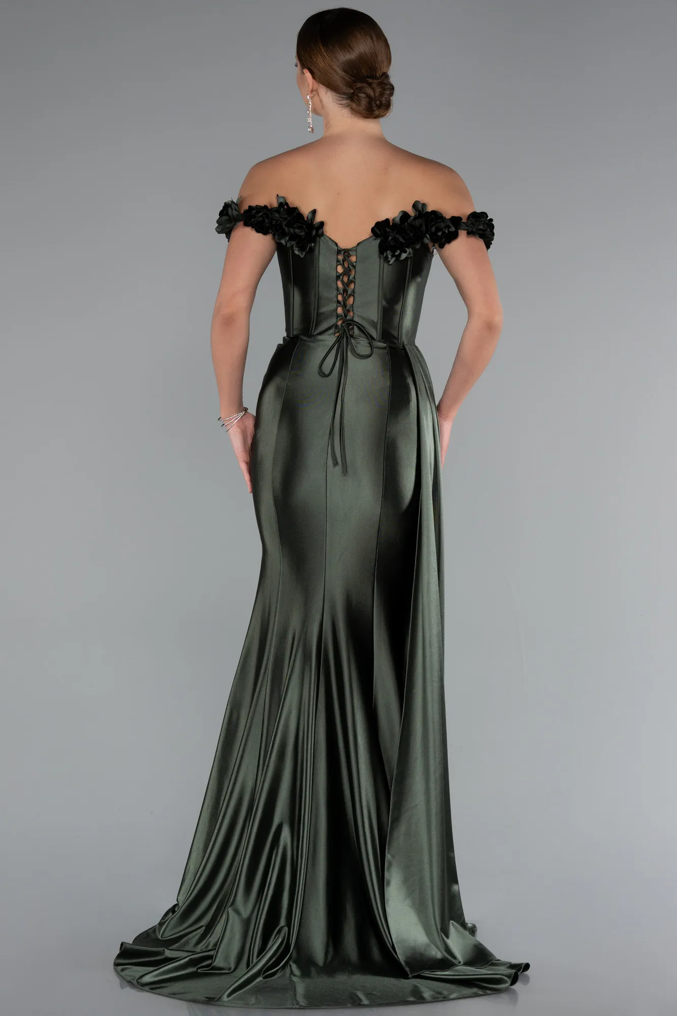 Olive Drab-Long Evening Dress ABU4903