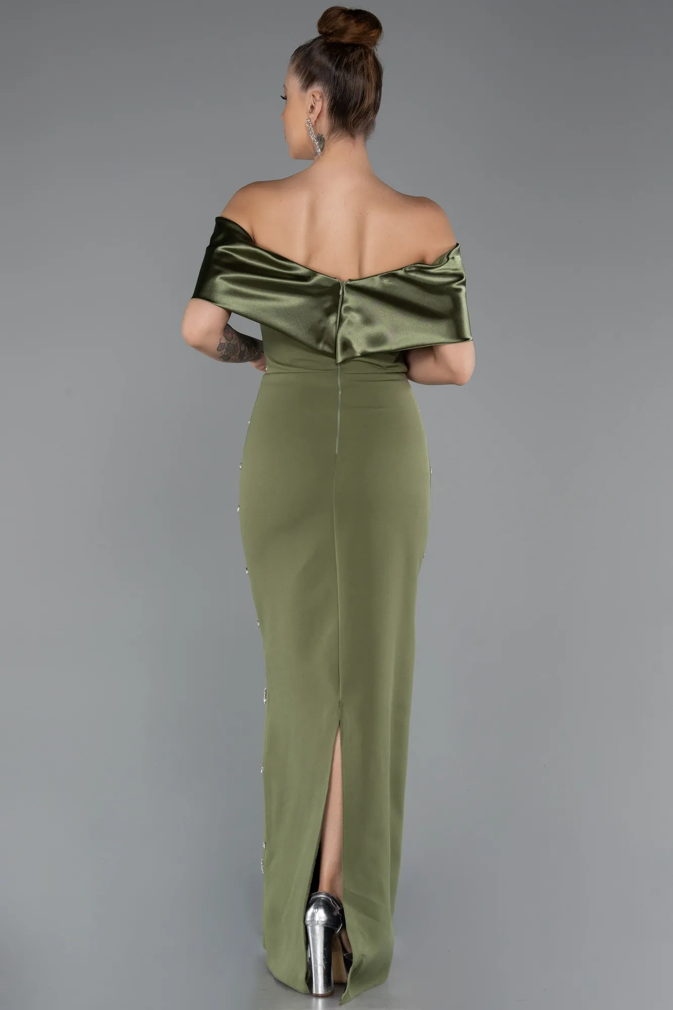 Olive Drab-Long Evening Dress ABU4973