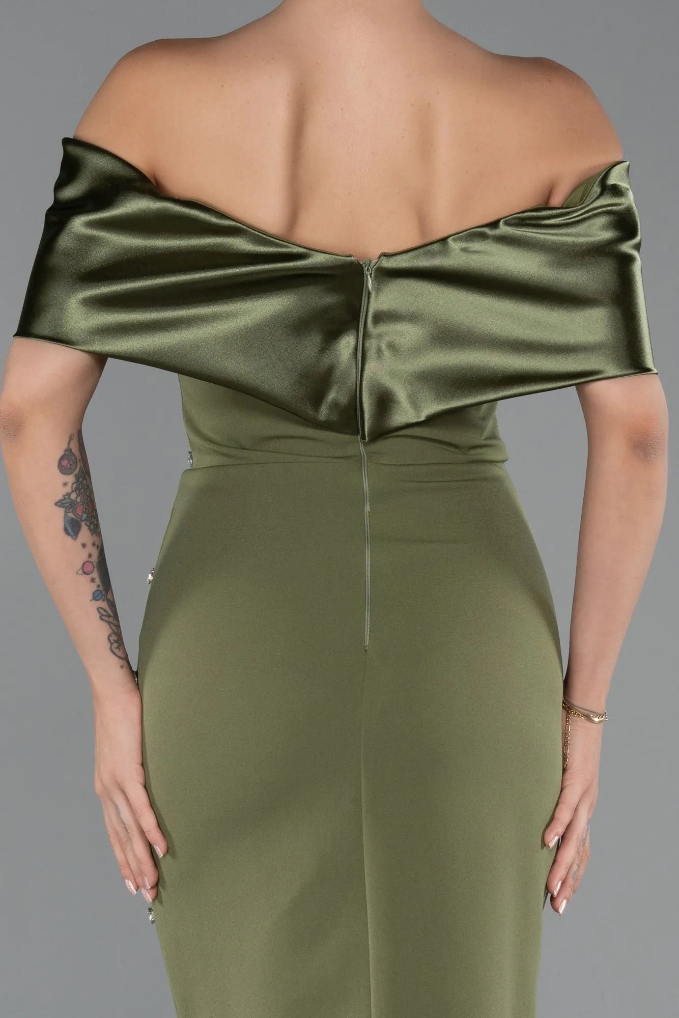 Olive Drab-Long Evening Dress ABU4973