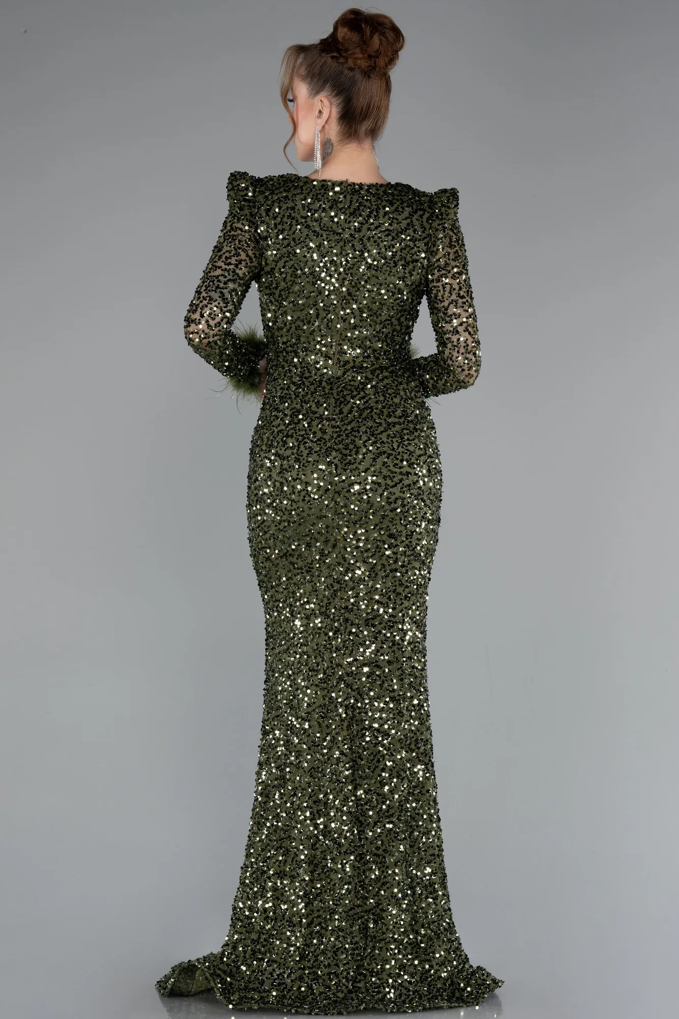 Olive Drab-Long Evening Dress ABU4999