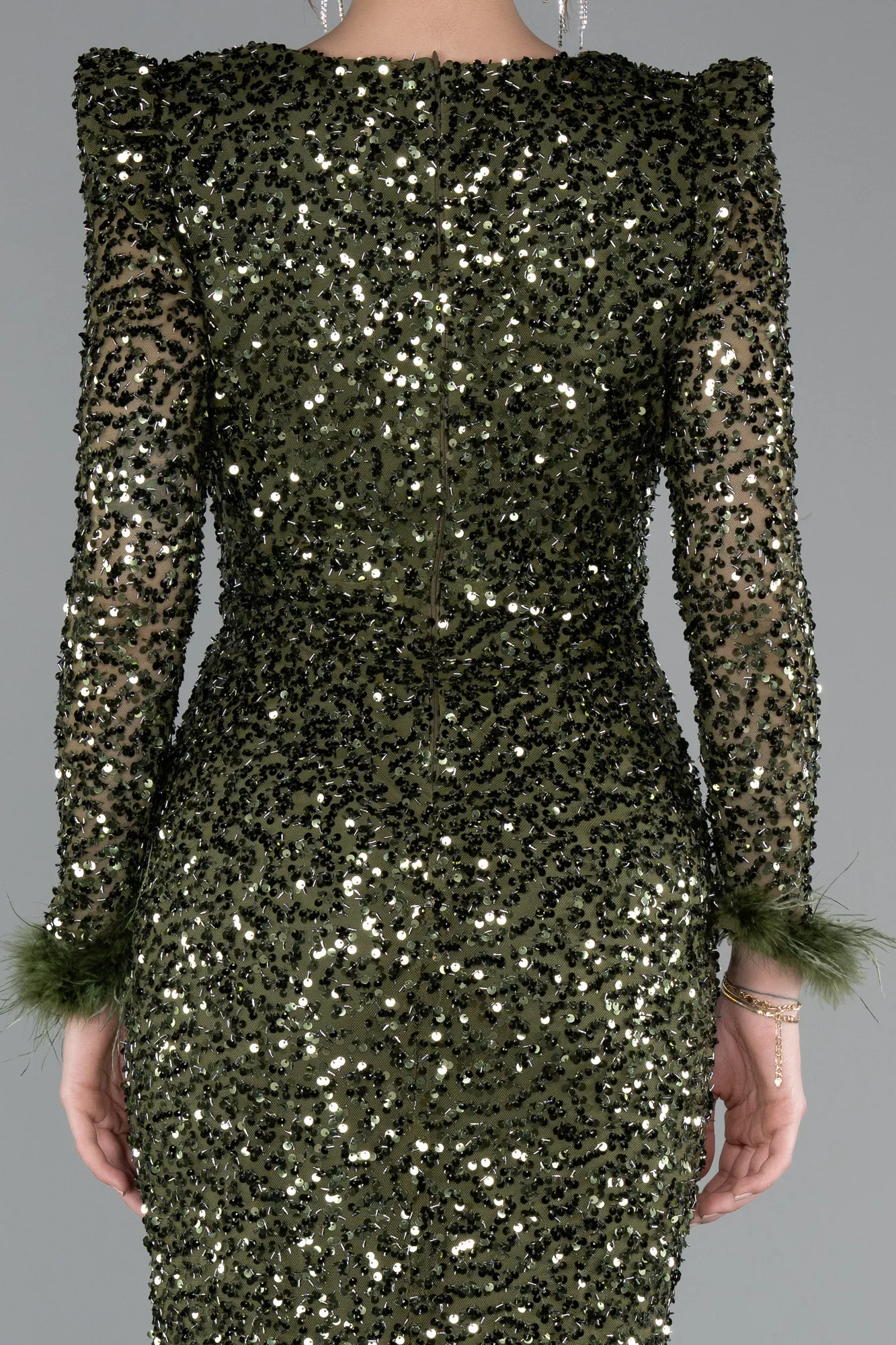 Olive Drab-Long Evening Dress ABU4999