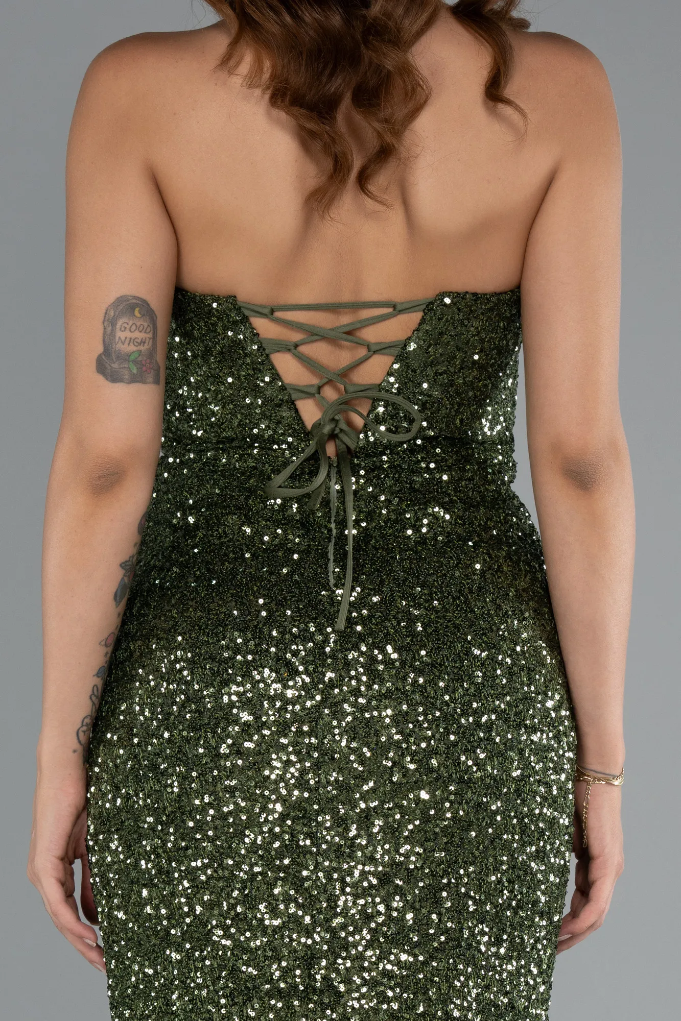 Olive Drab-Long Evening Dress ABU5166